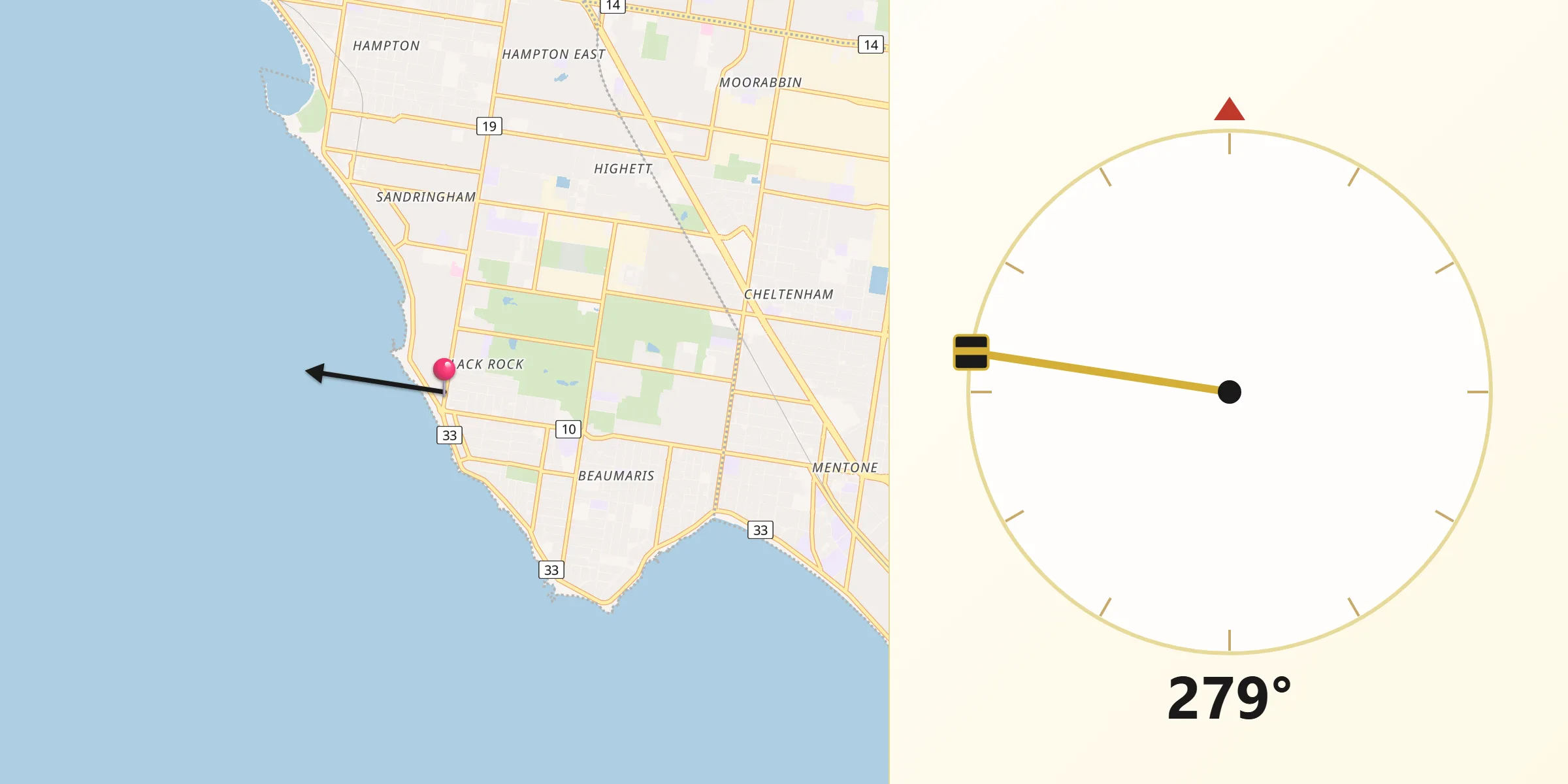 Qibla Direction from Black Rock