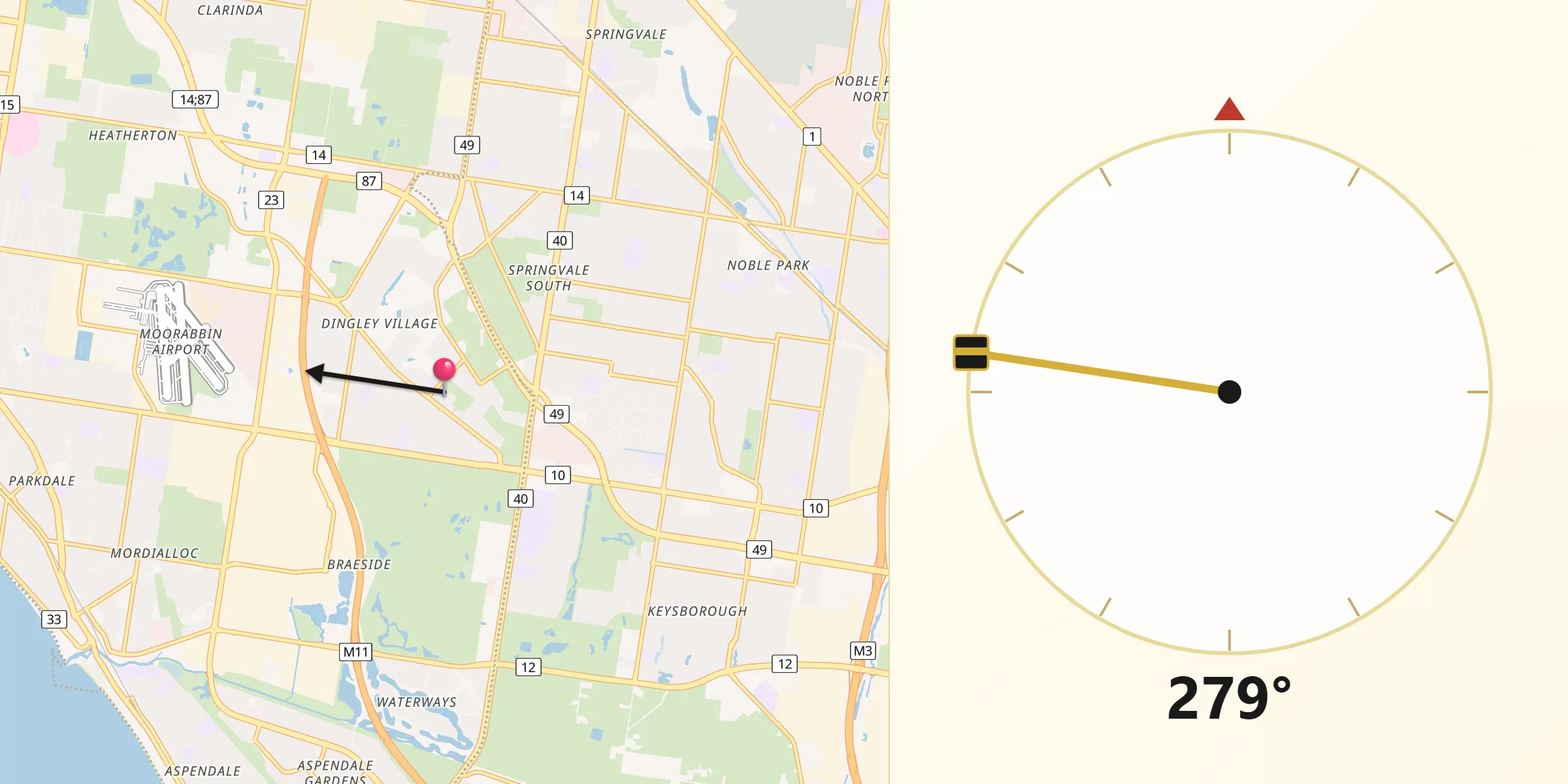 Qibla Direction from Dingley Village