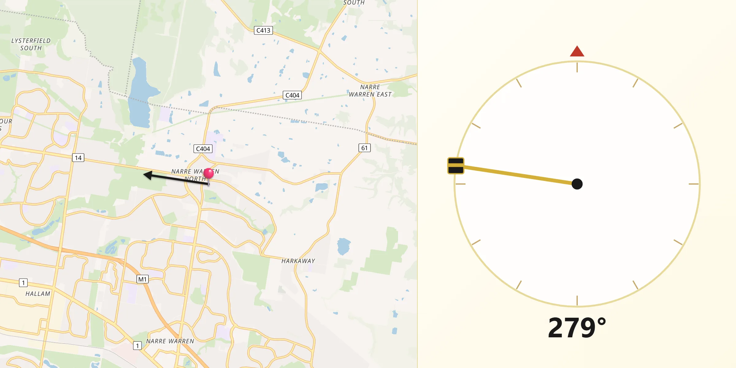 Qibla Direction from Narre Warren North