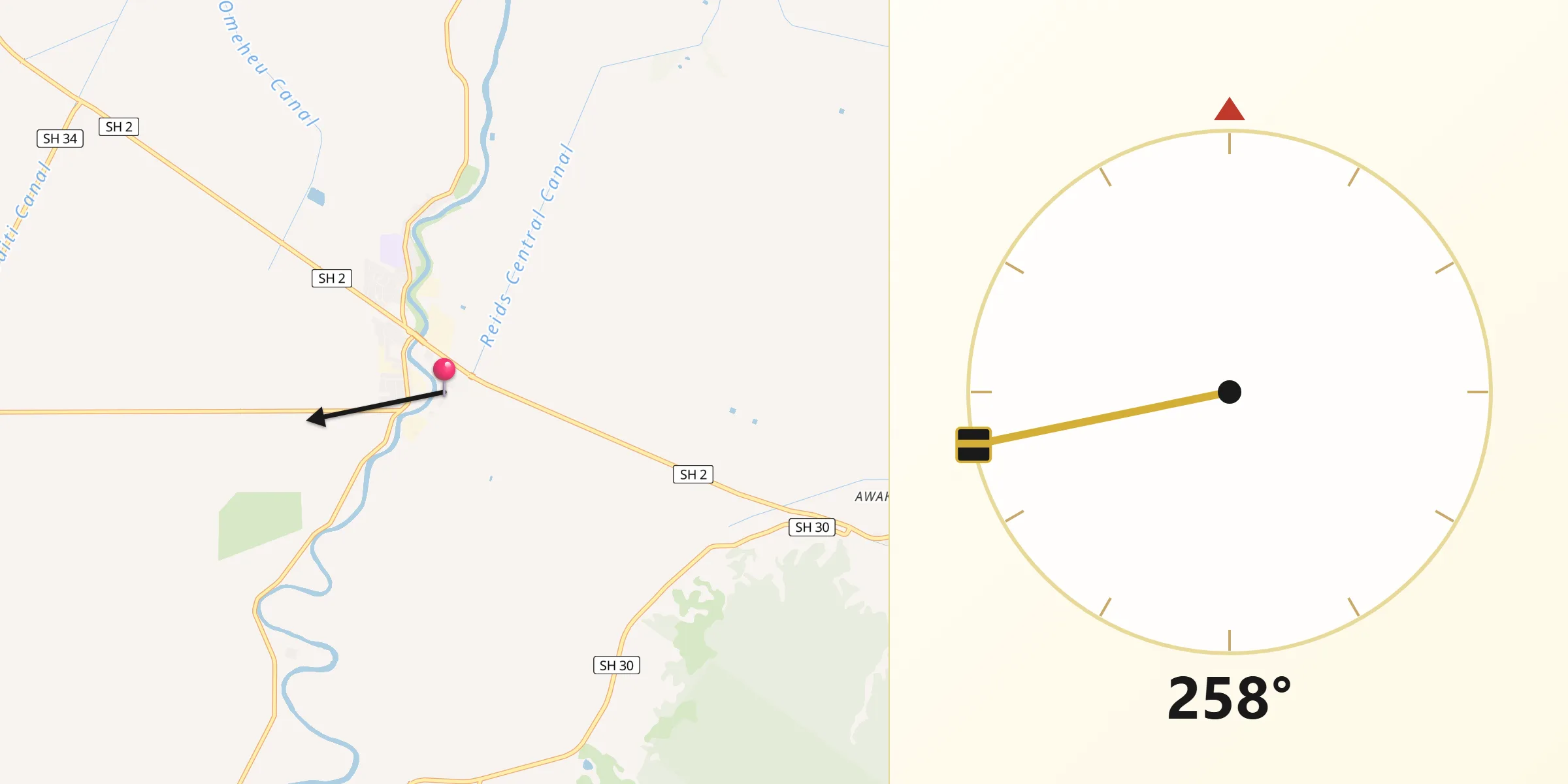 Qibla Direction from Edgecumbe