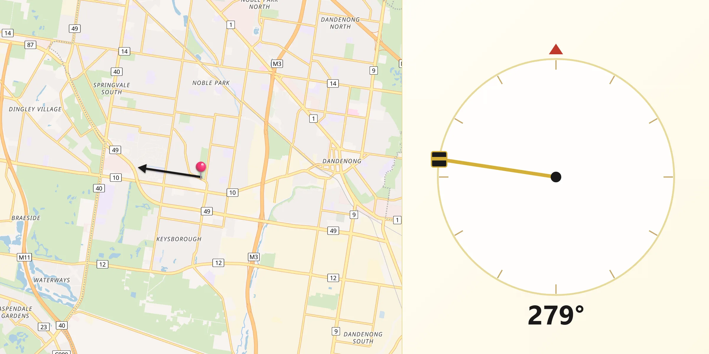 Qibla Direction from Keysborough