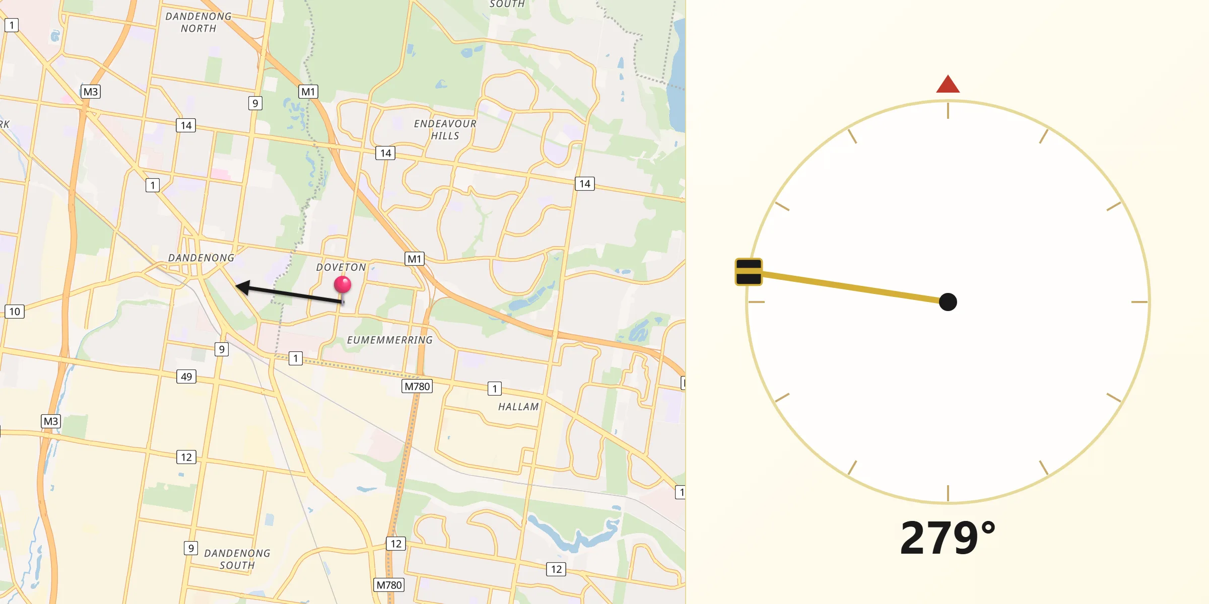 Qibla Direction from Doveton