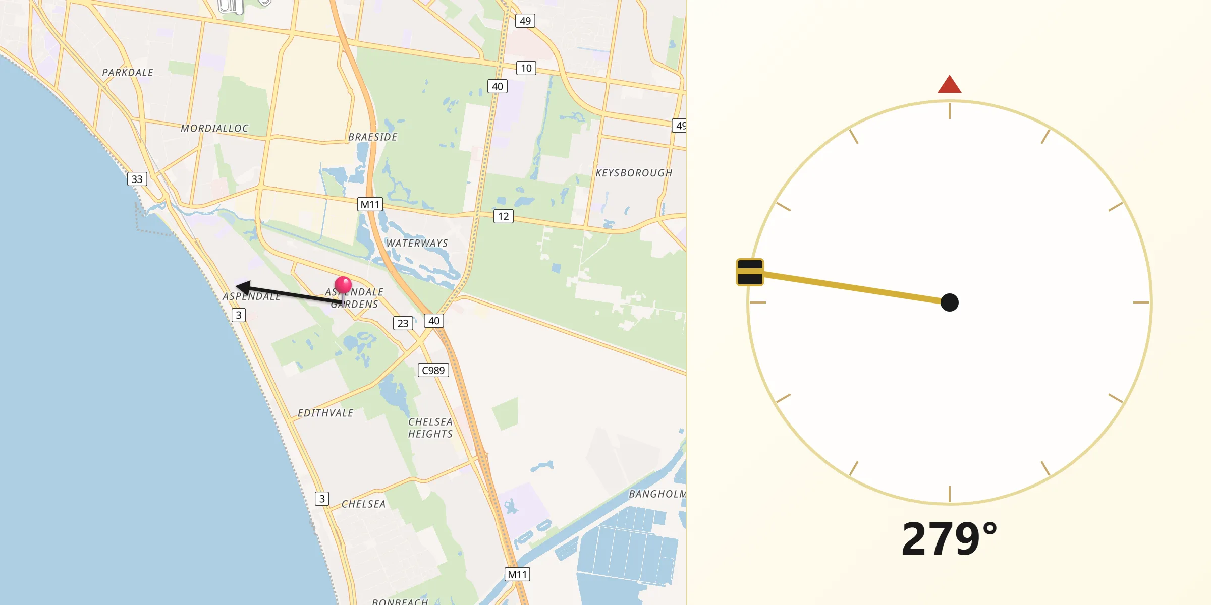 Qibla Direction from Aspendale Gardens