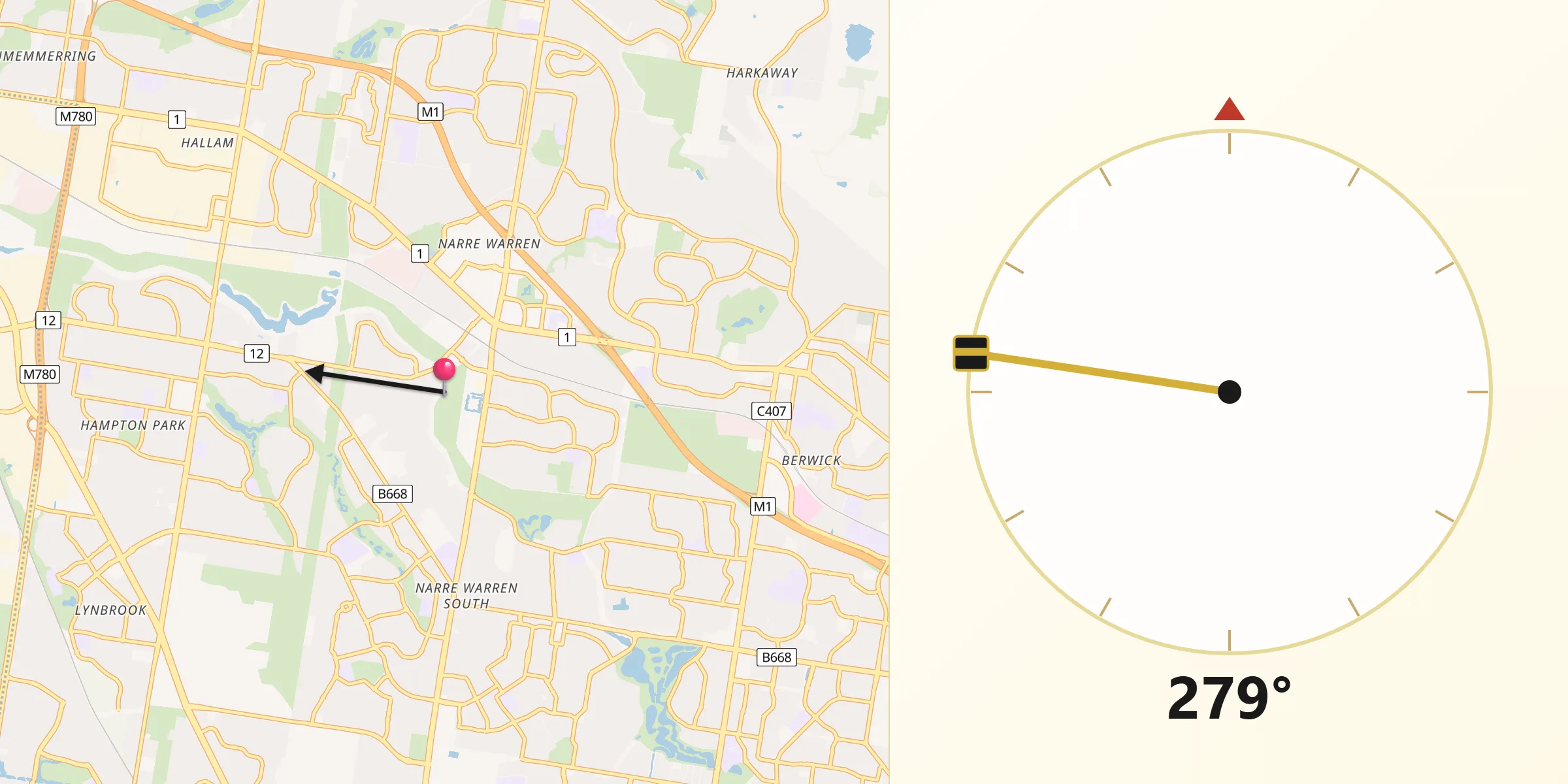 Qibla Direction from Narre Warren