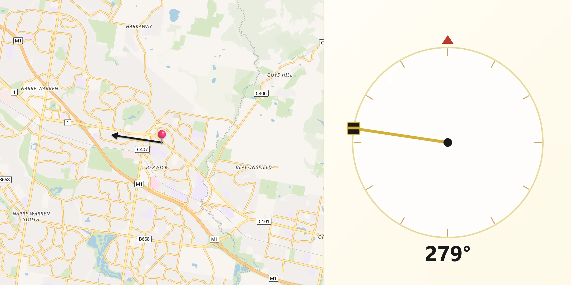 Qibla Direction from Berwick