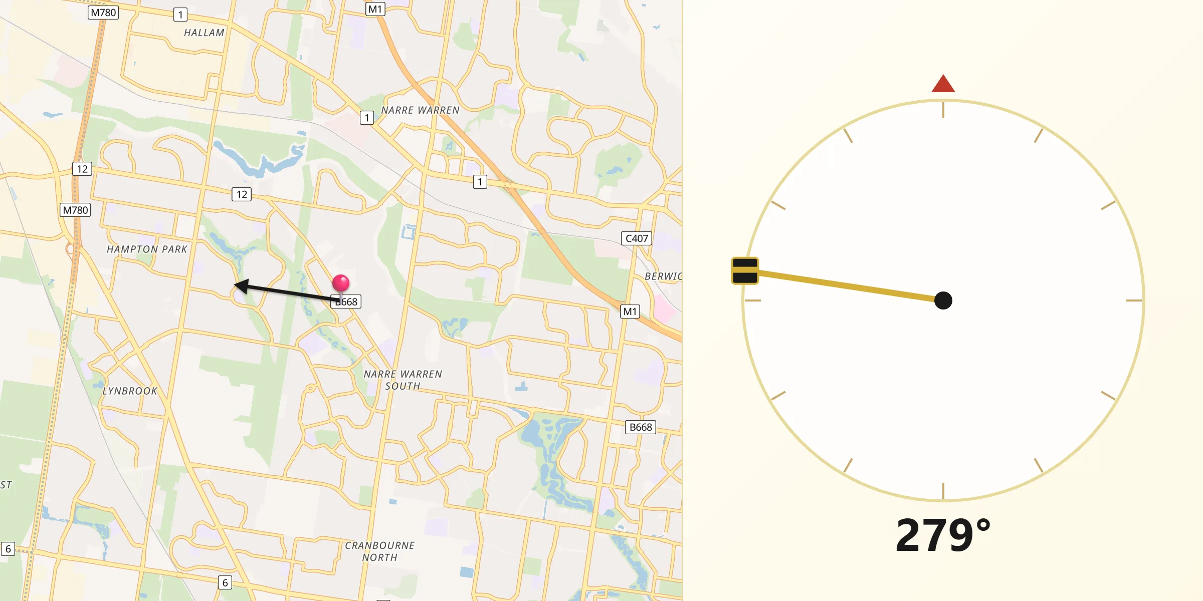 Qibla Direction from Narre Warren South