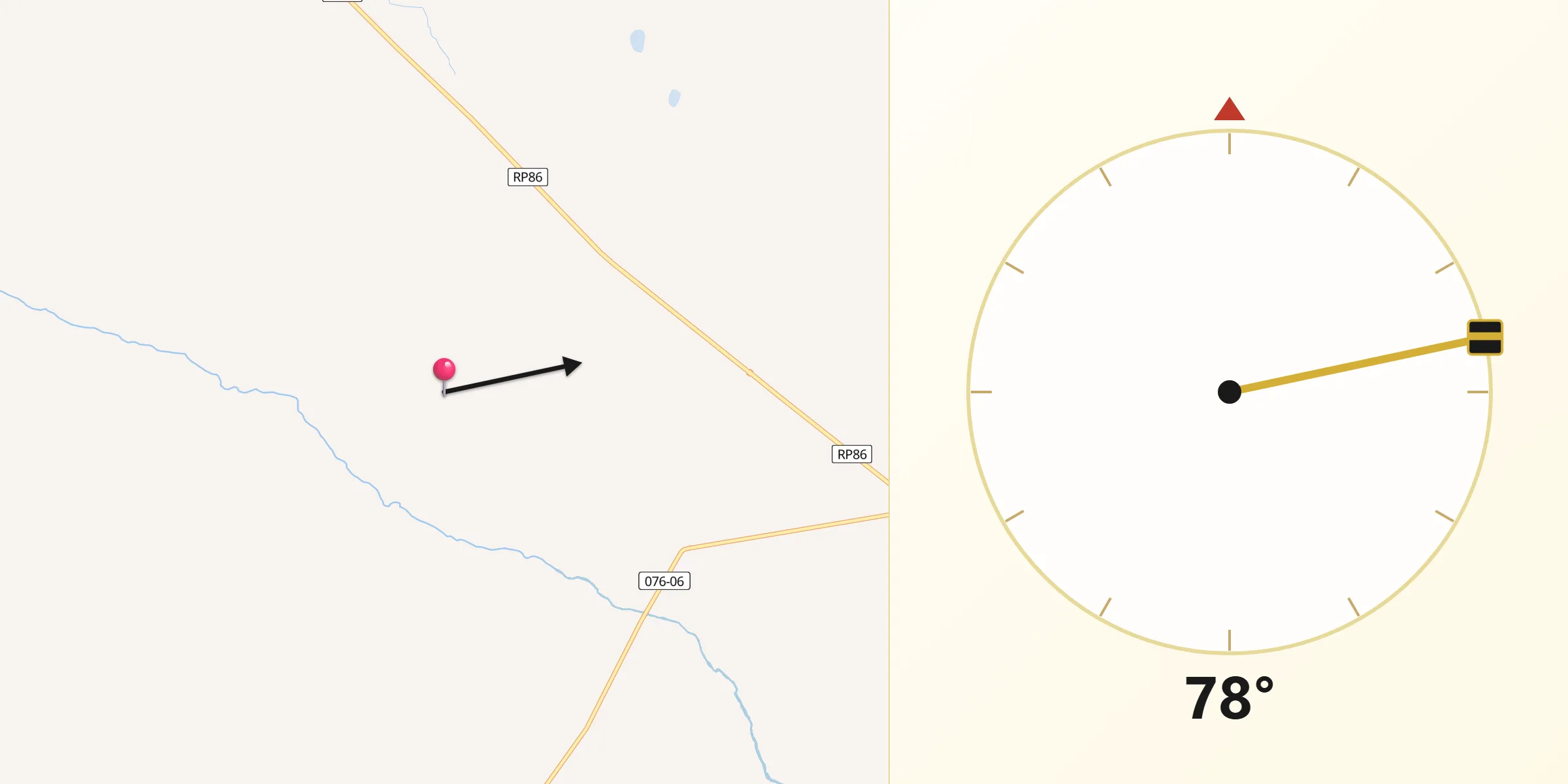 Dirección de la Qibla desde Lobería
