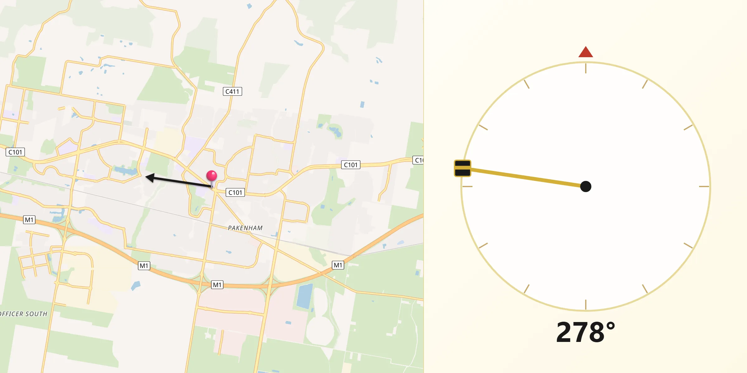 Qibla Direction from Pakenham