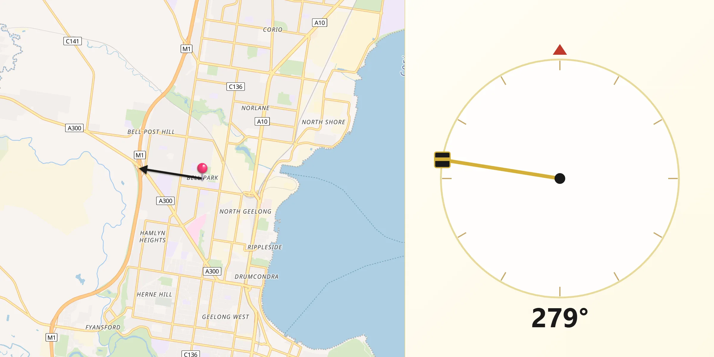 Qibla Direction from Bell Park