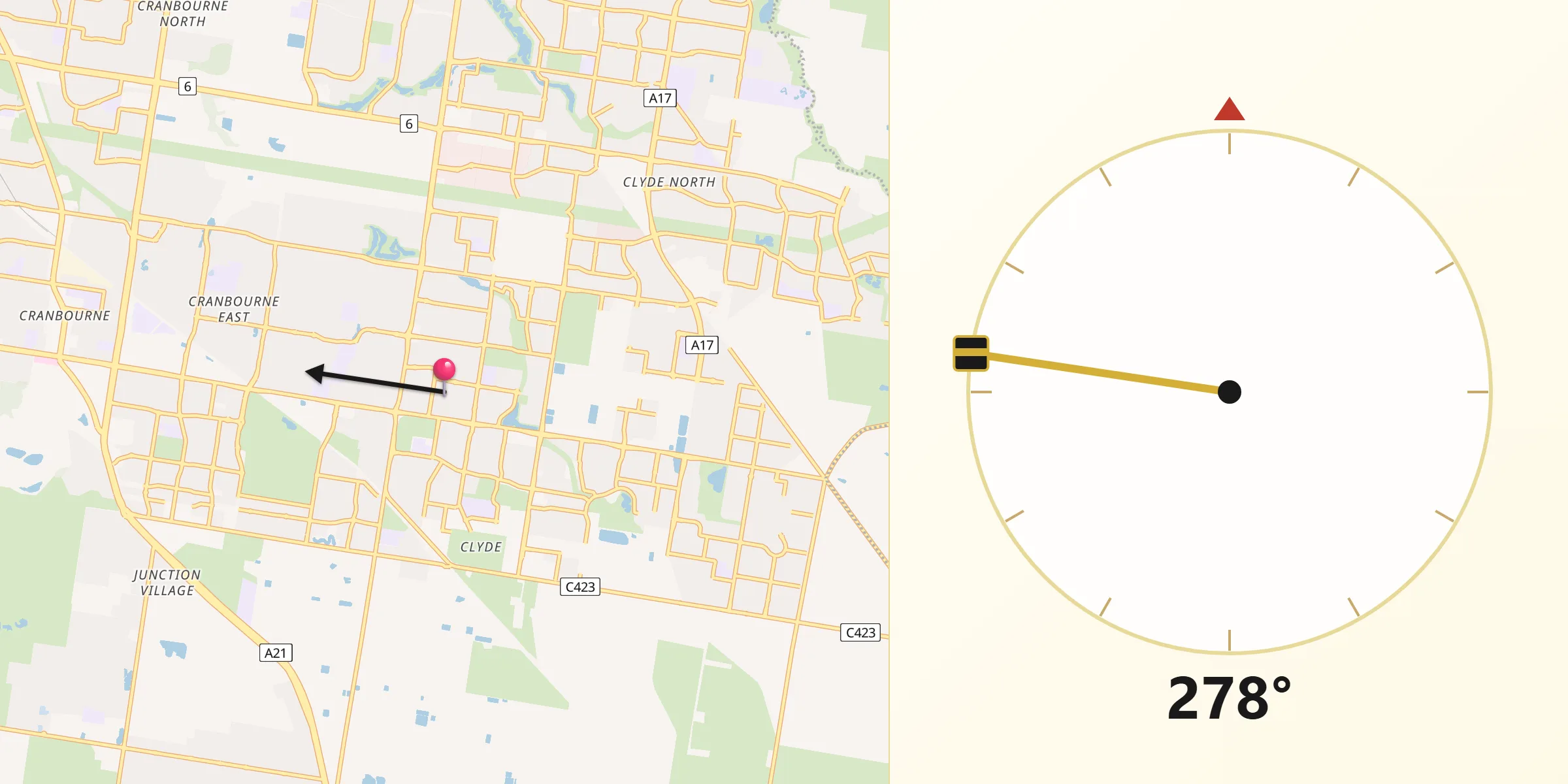 Qibla Direction from Clyde North