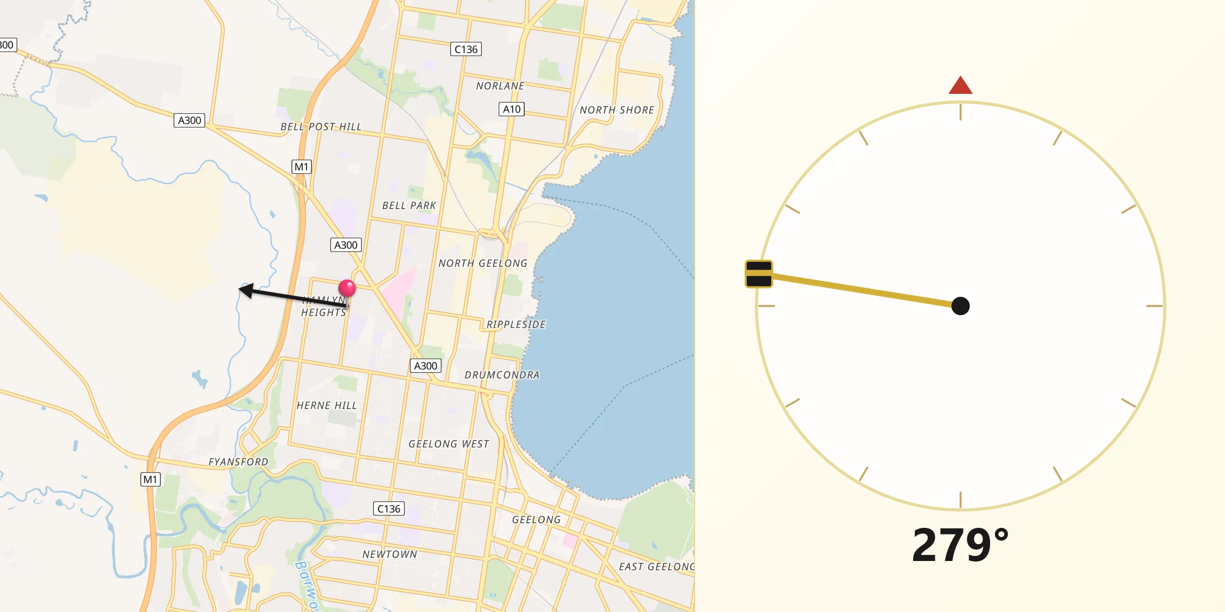 Qibla Direction from Hamlyn Heights