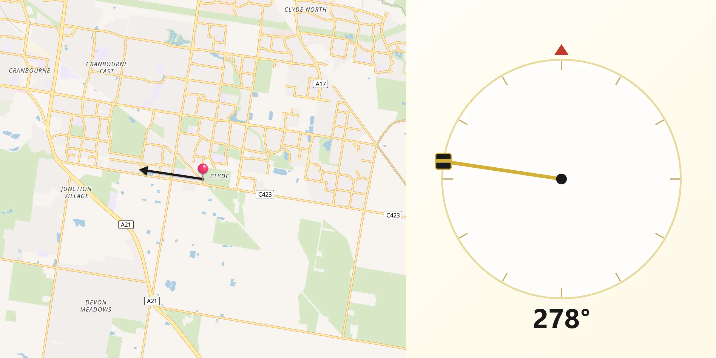 Qibla Direction from Clyde