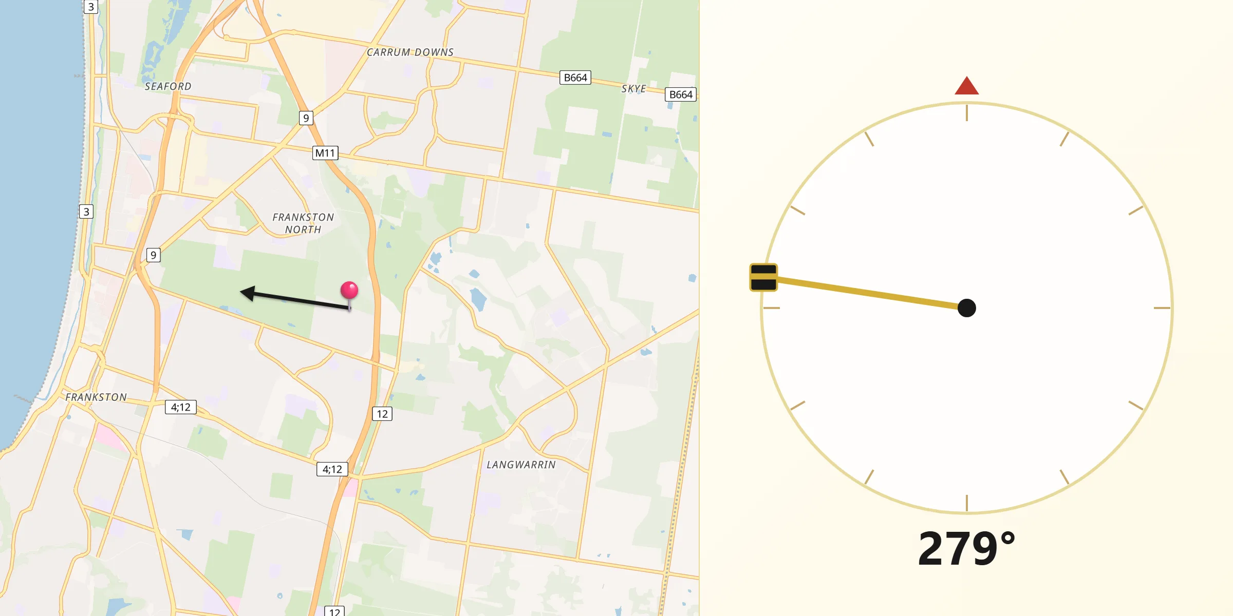 Qibla Direction from Frankston