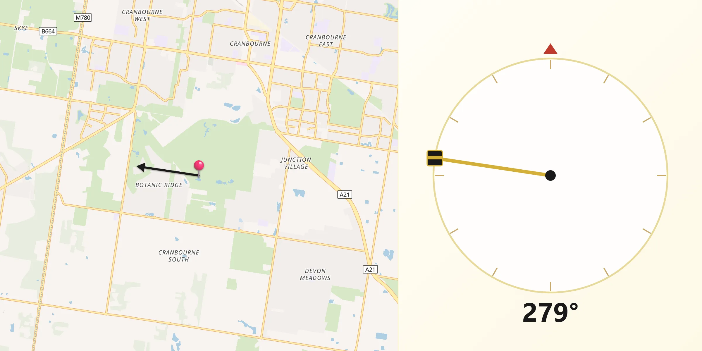 Qibla Direction from Botanic Ridge