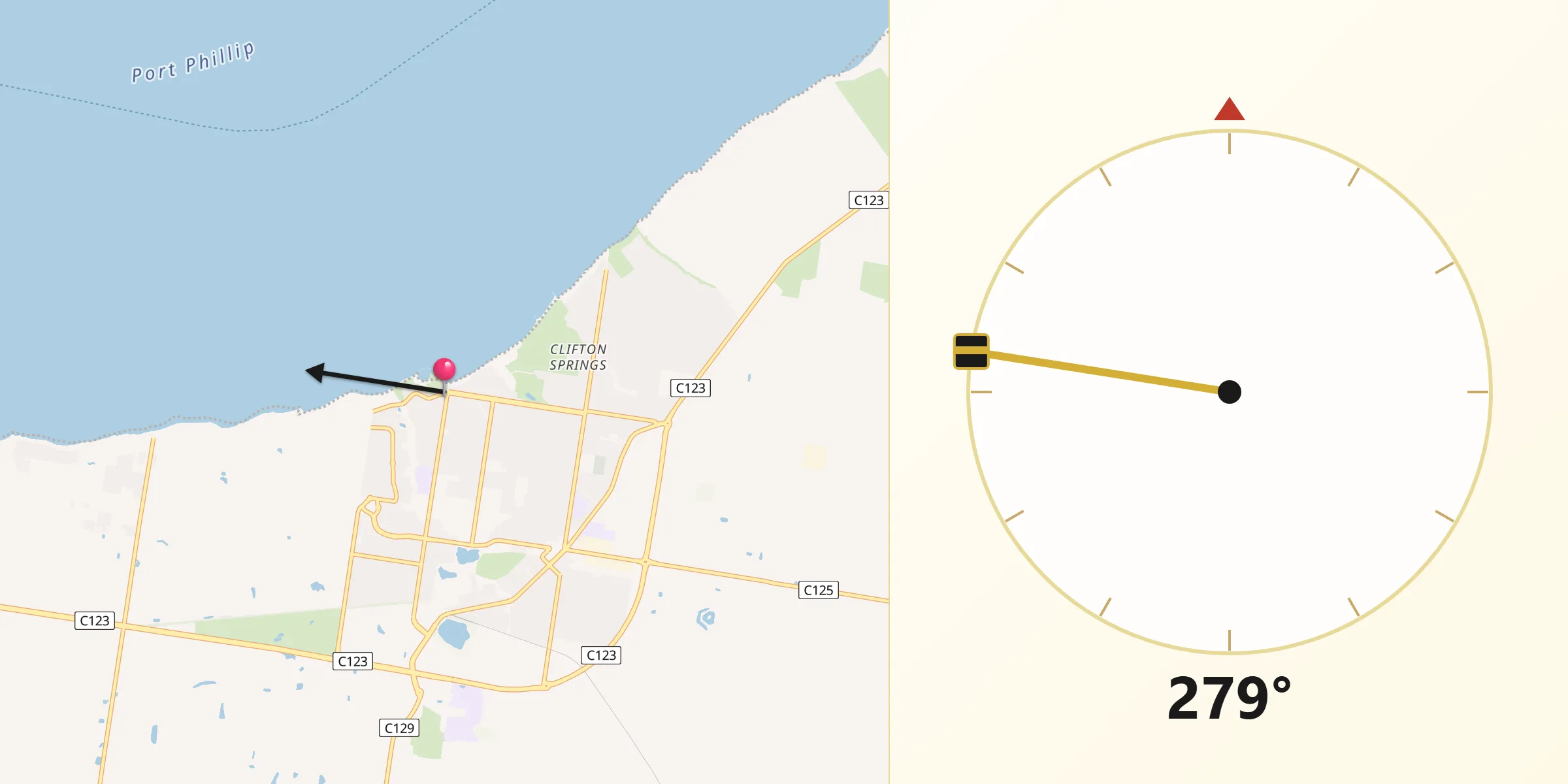 Qibla Direction from Clifton Springs
