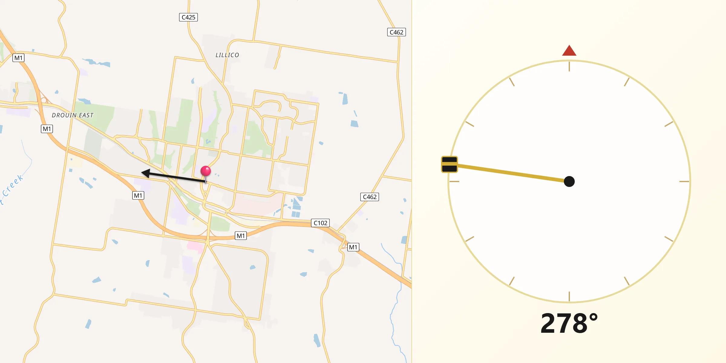 Qibla Direction from Warragul