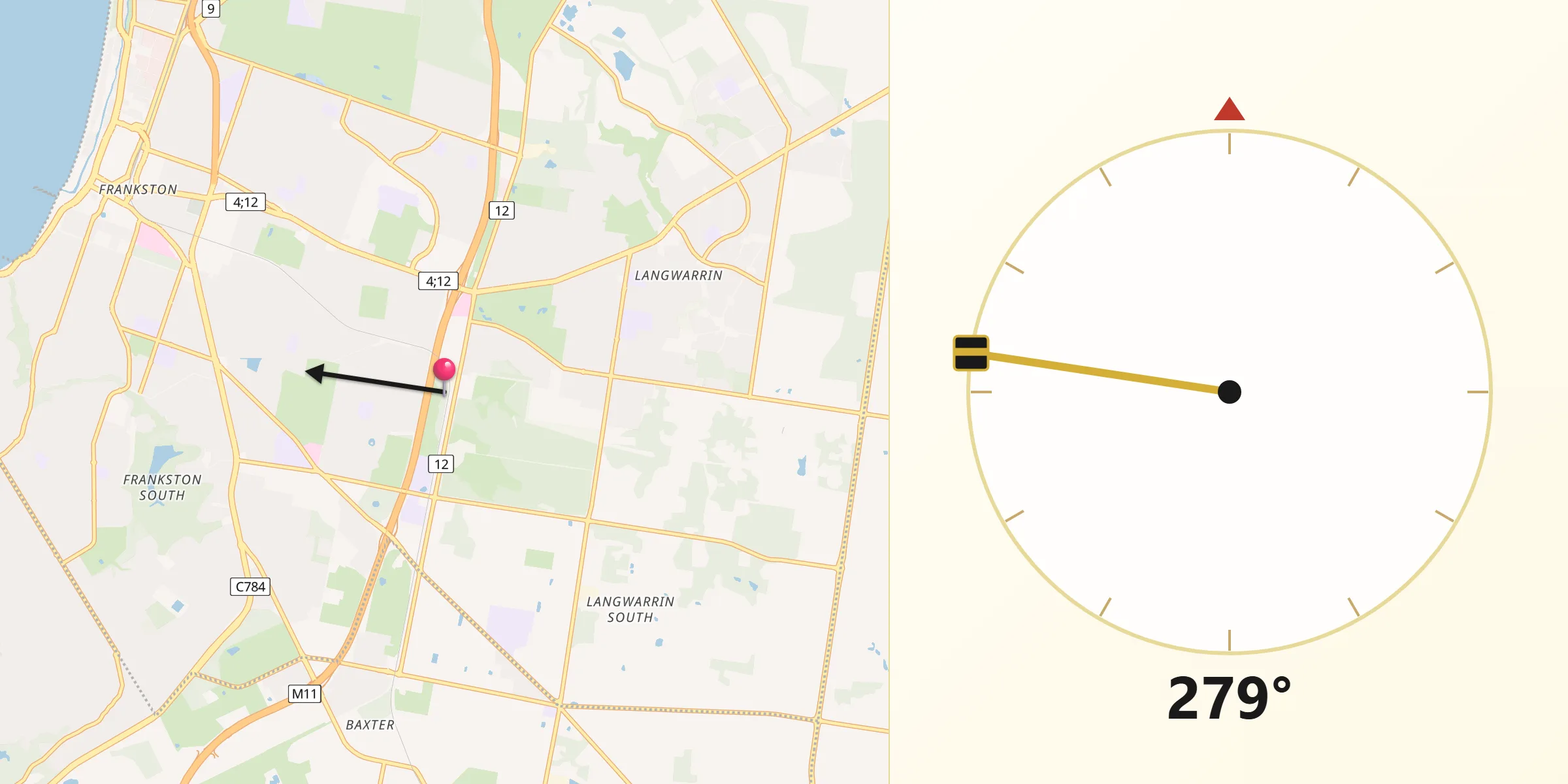 Qibla Direction from Langwarrin