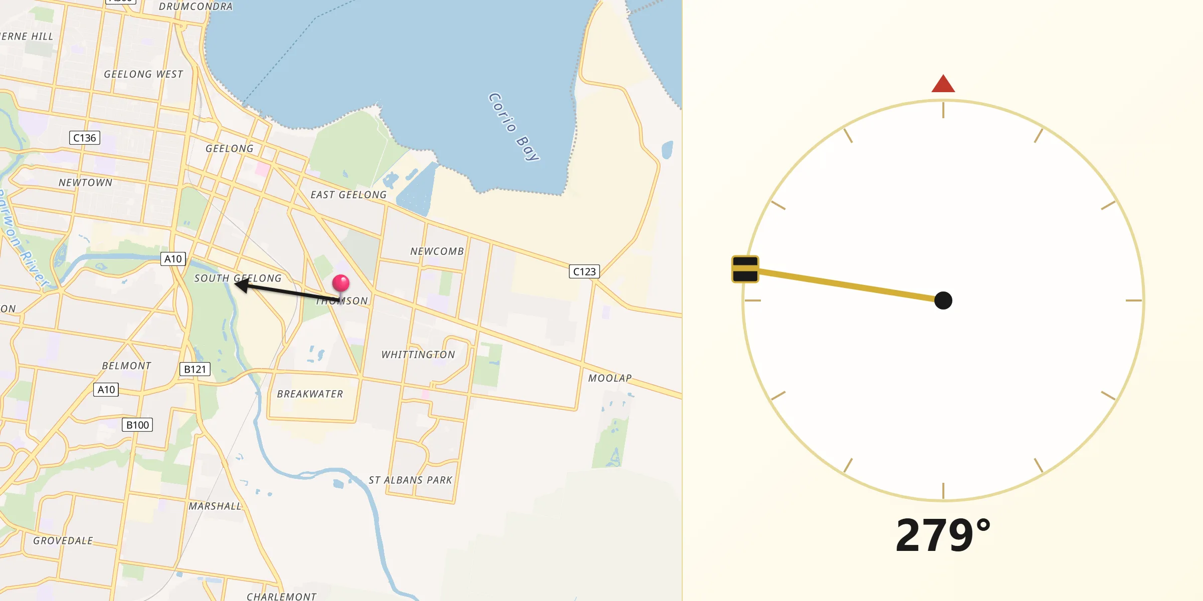 Qibla Direction from Thomson
