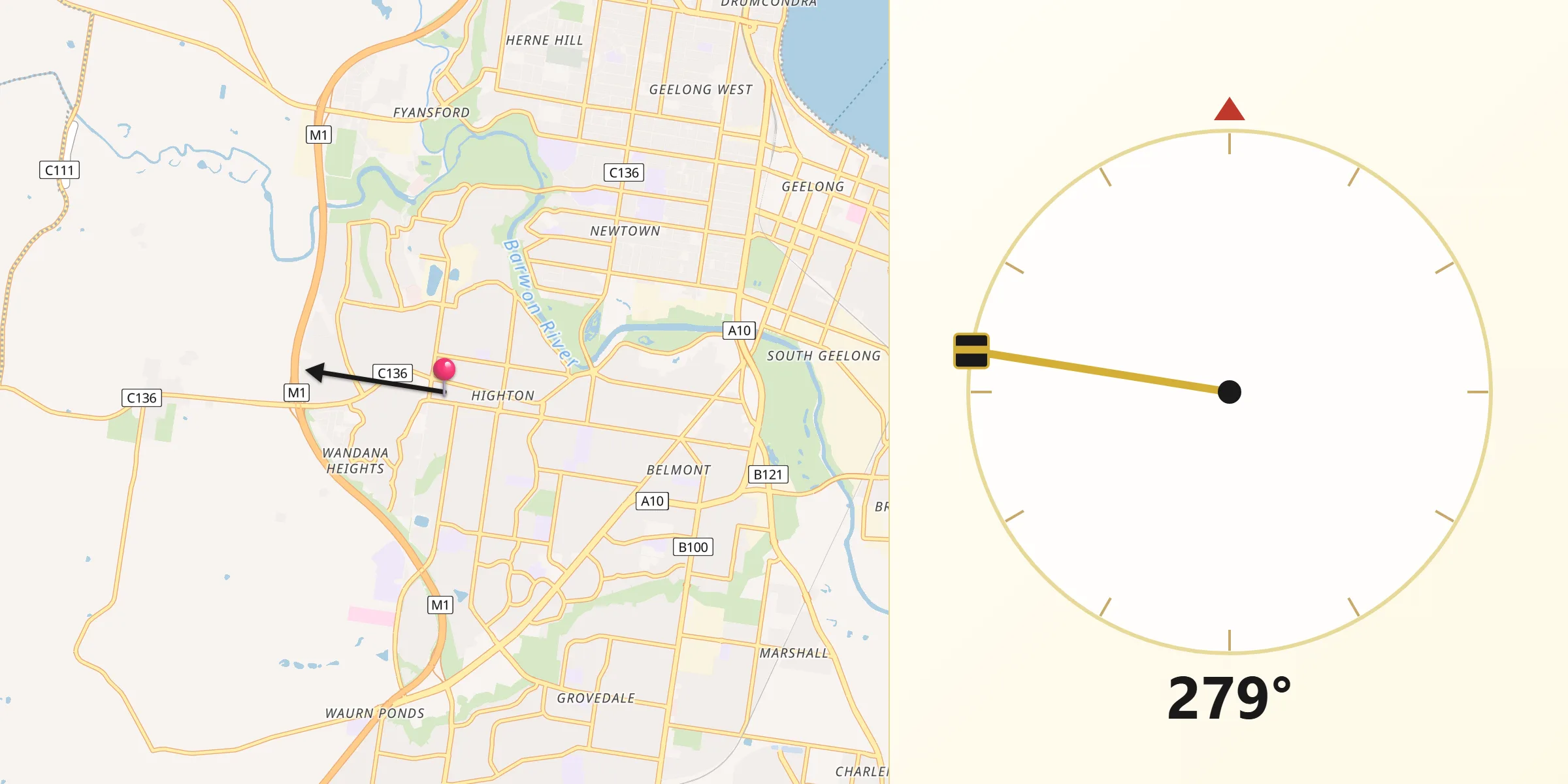 Qibla Direction from Highton