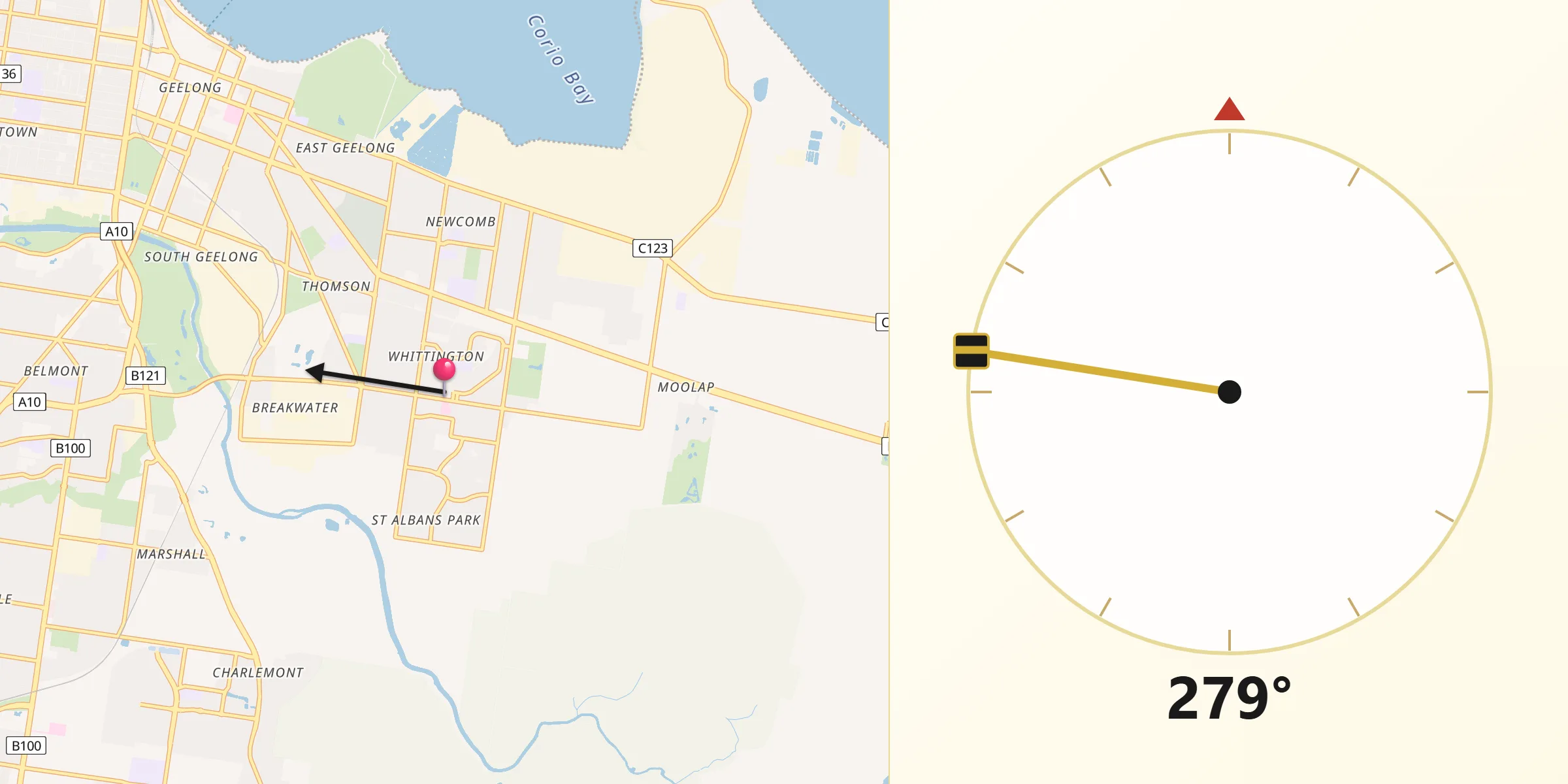 Qibla Direction from Whittington