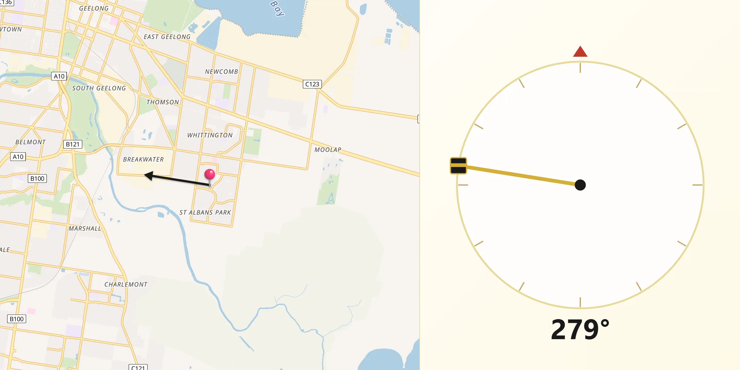 Qibla Direction from St Albans Park