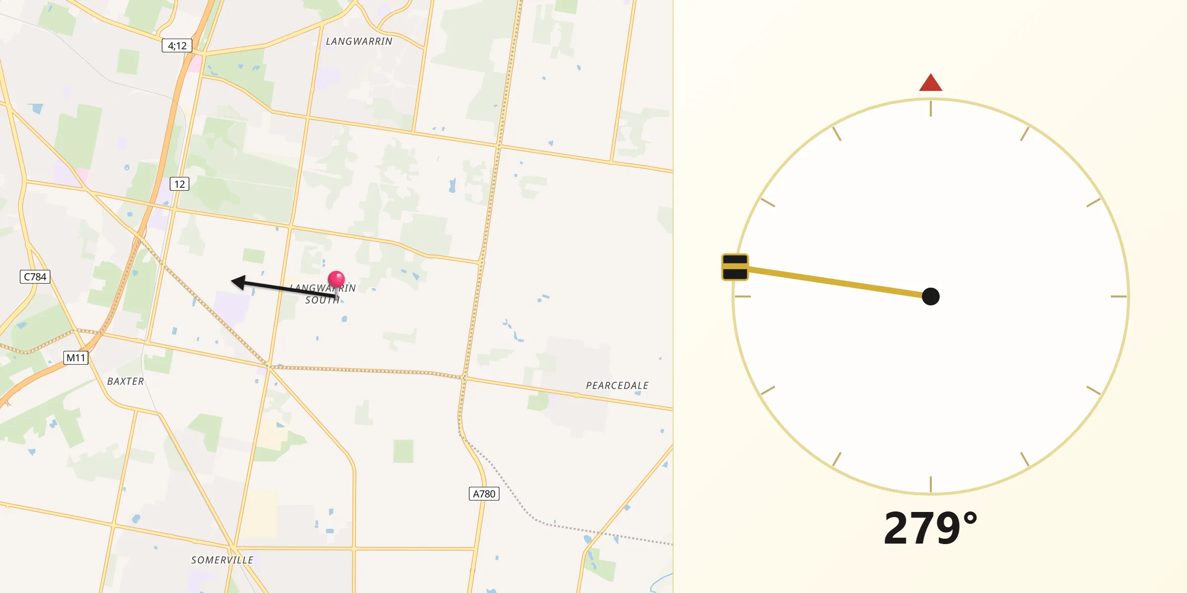 Qibla Direction from Langwarrin South