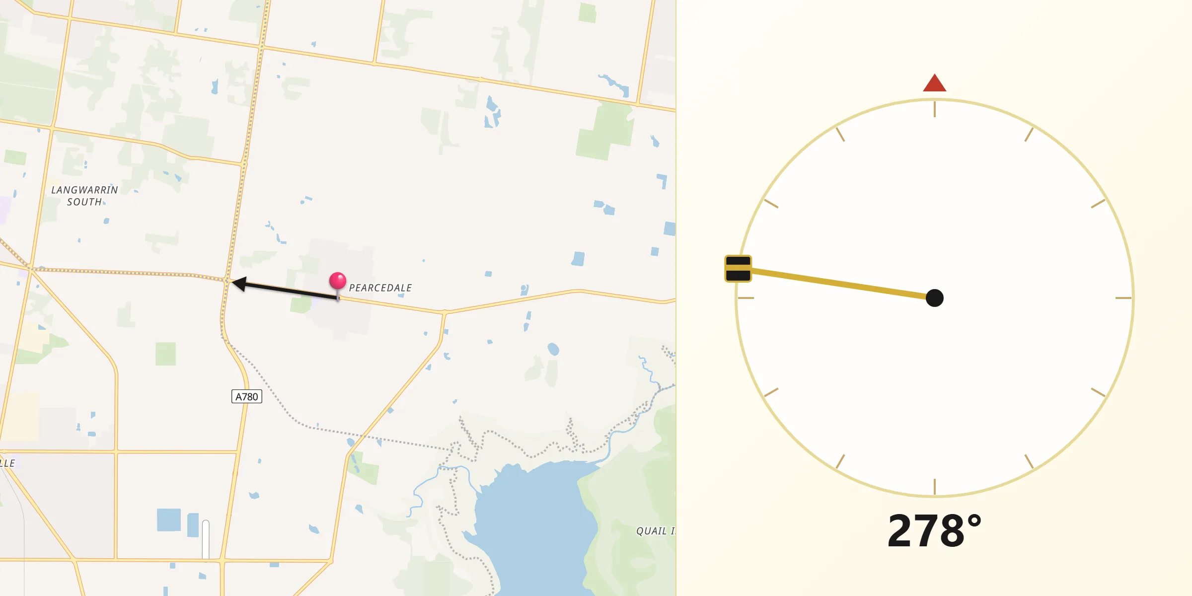 Qibla Direction from Pearcedale