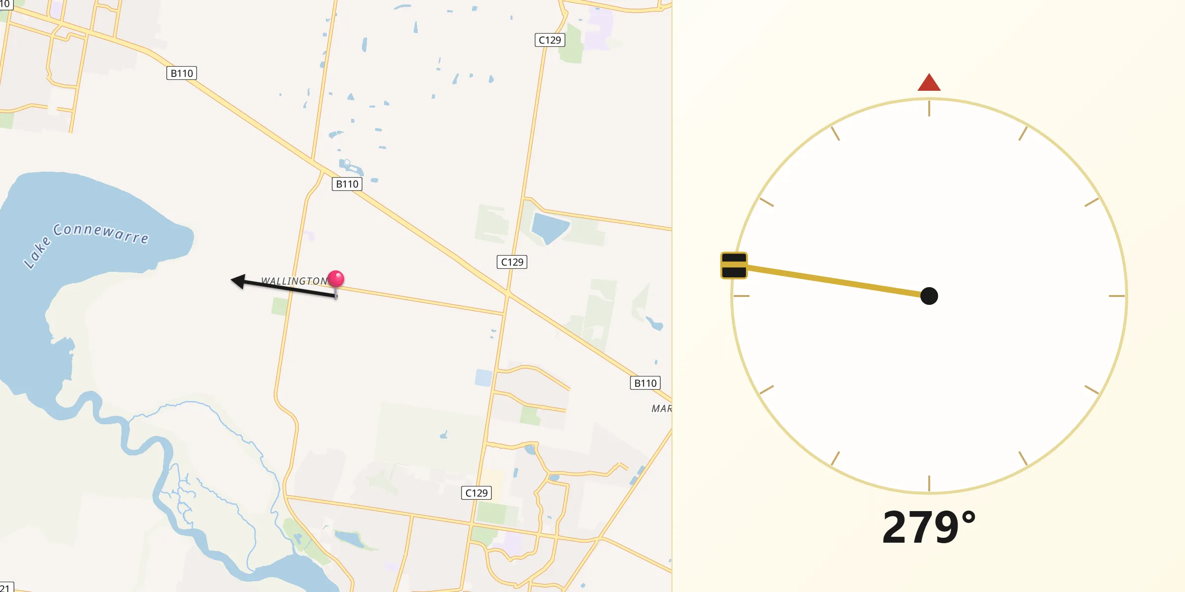Qibla Direction from Wallington