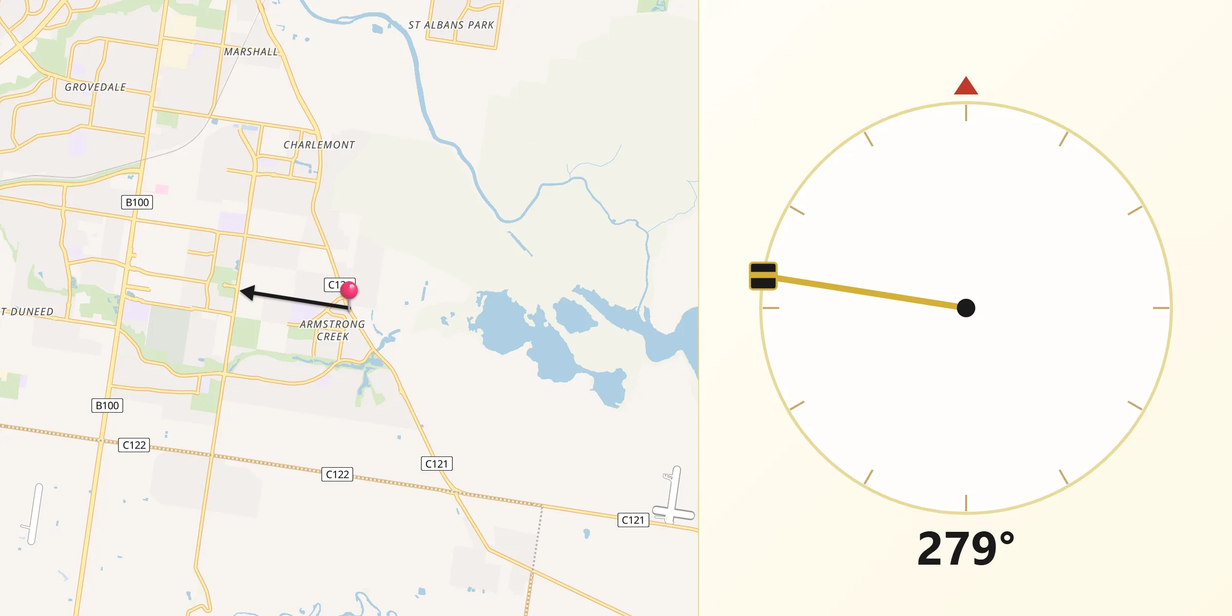 Qibla Direction from Armstrong Creek