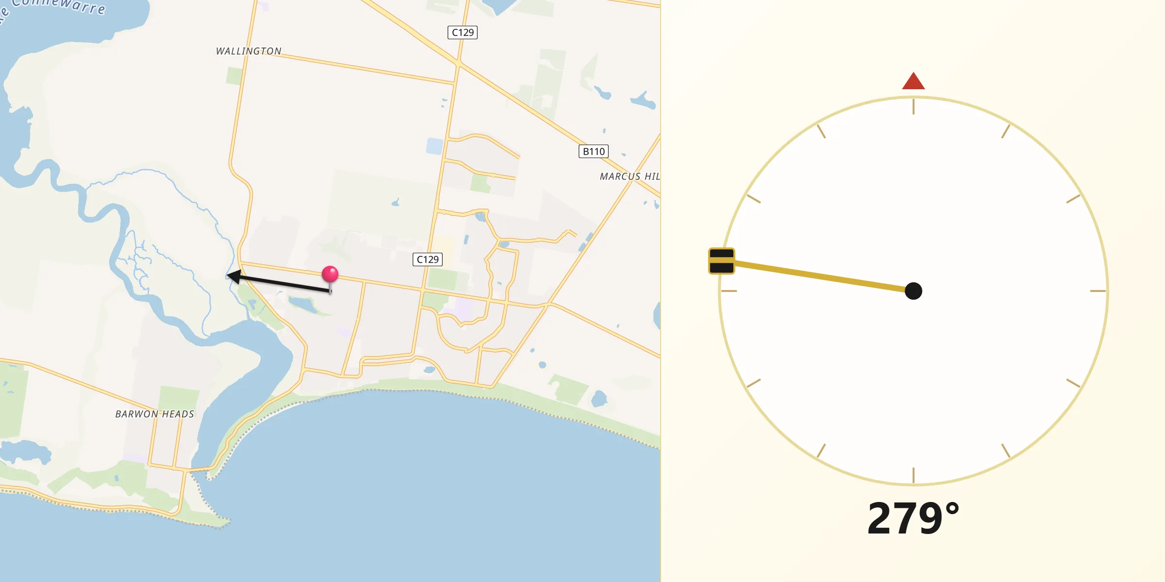 Qibla Direction from Ocean Grove