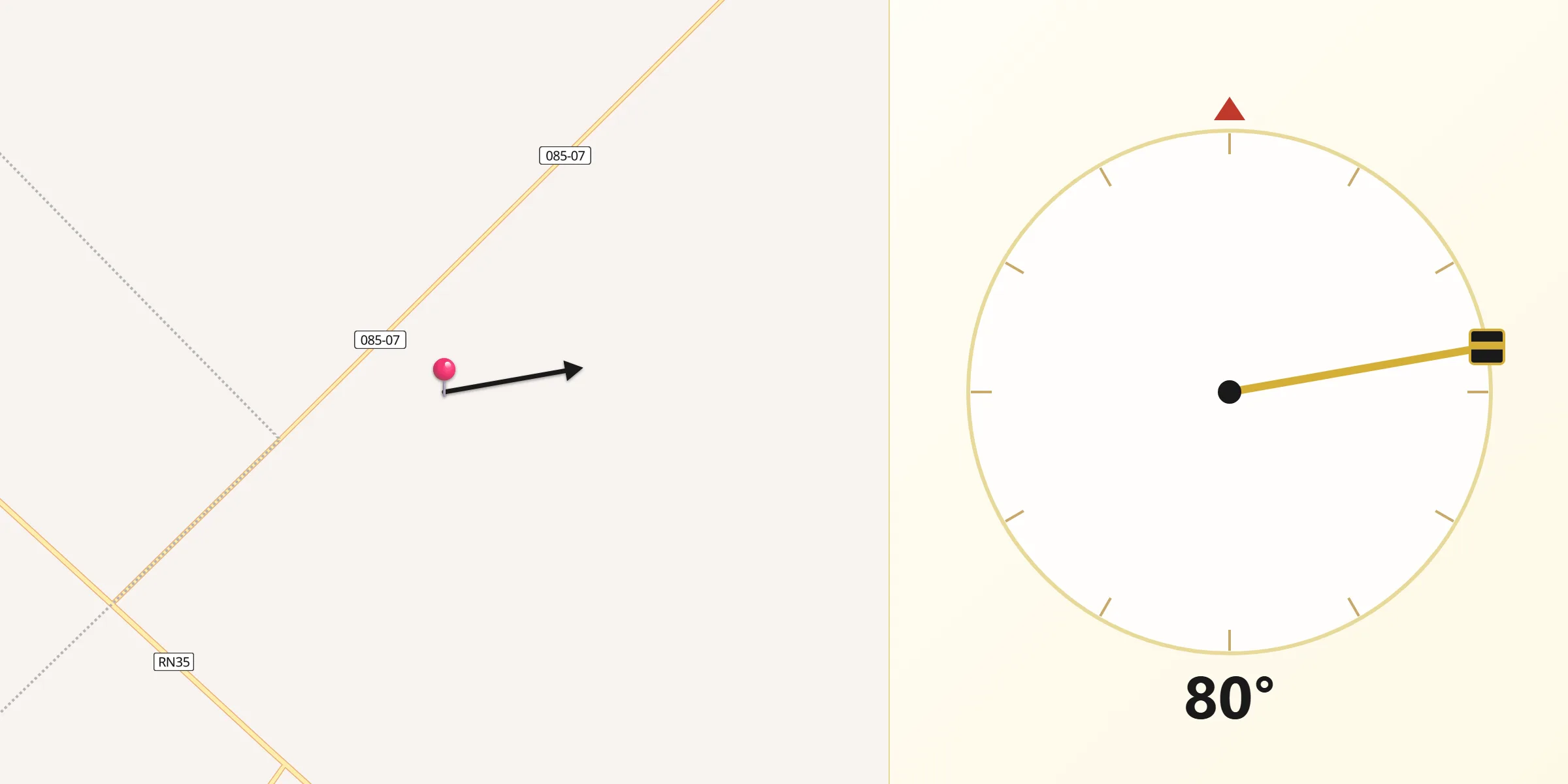 Dirección de la Qibla desde Tornquist