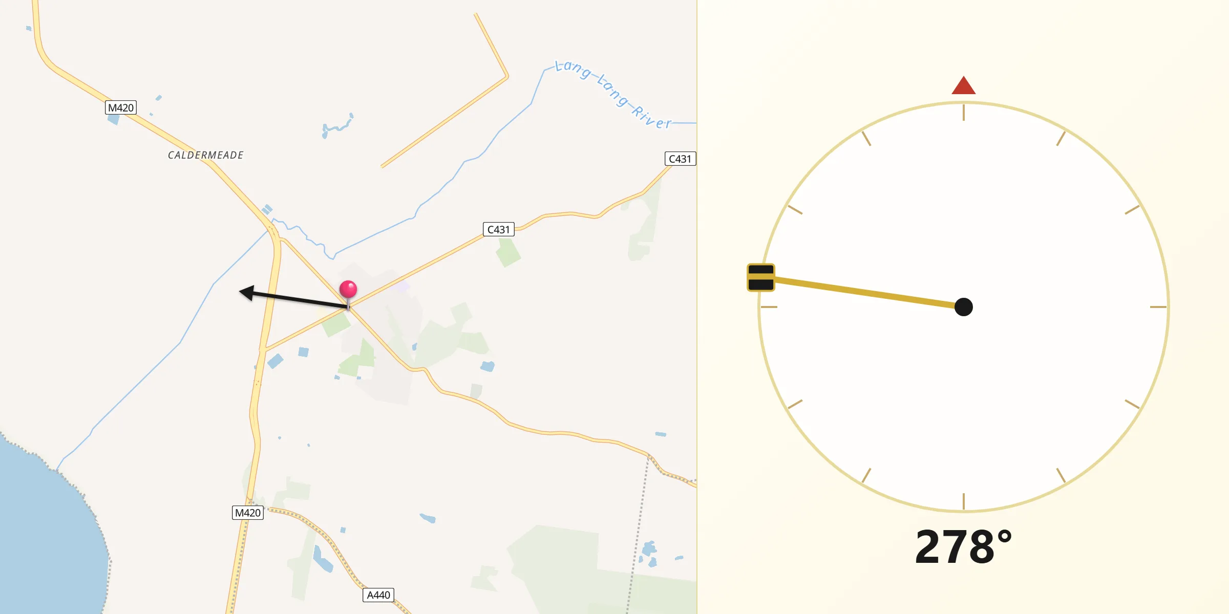 Qibla Direction from Lang Lang