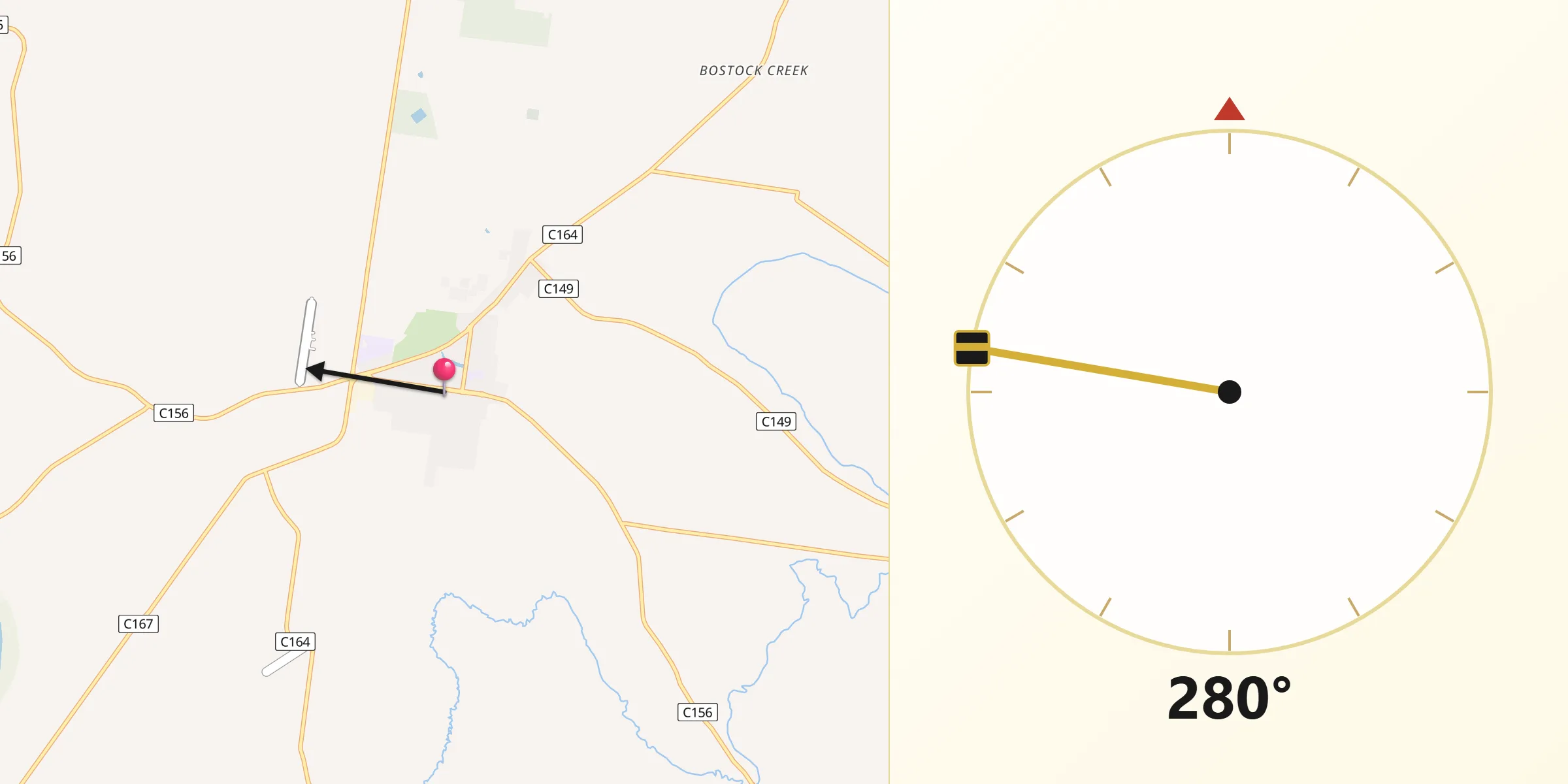 Qibla Direction from Cobden