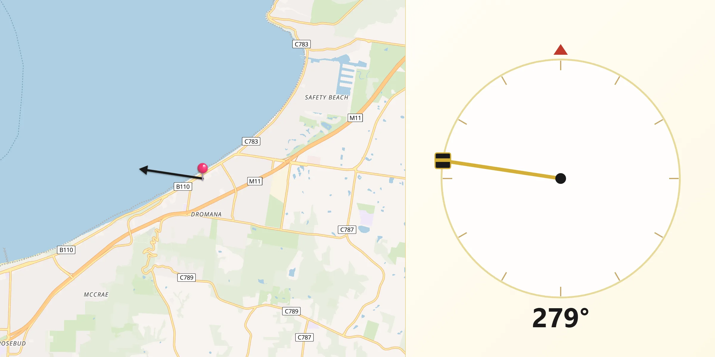 Qibla Direction from Dromana