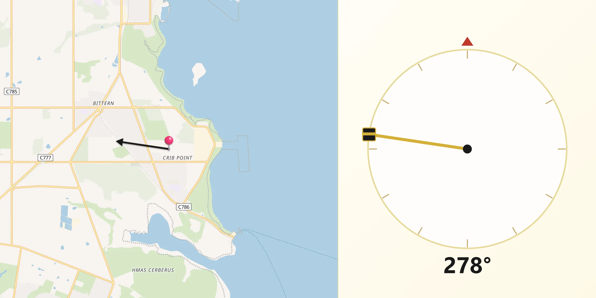 Qibla Direction from Crib Point
