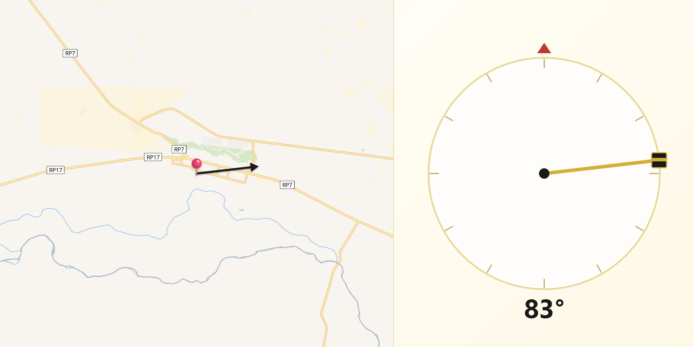 Dirección de la Qibla desde Añelo