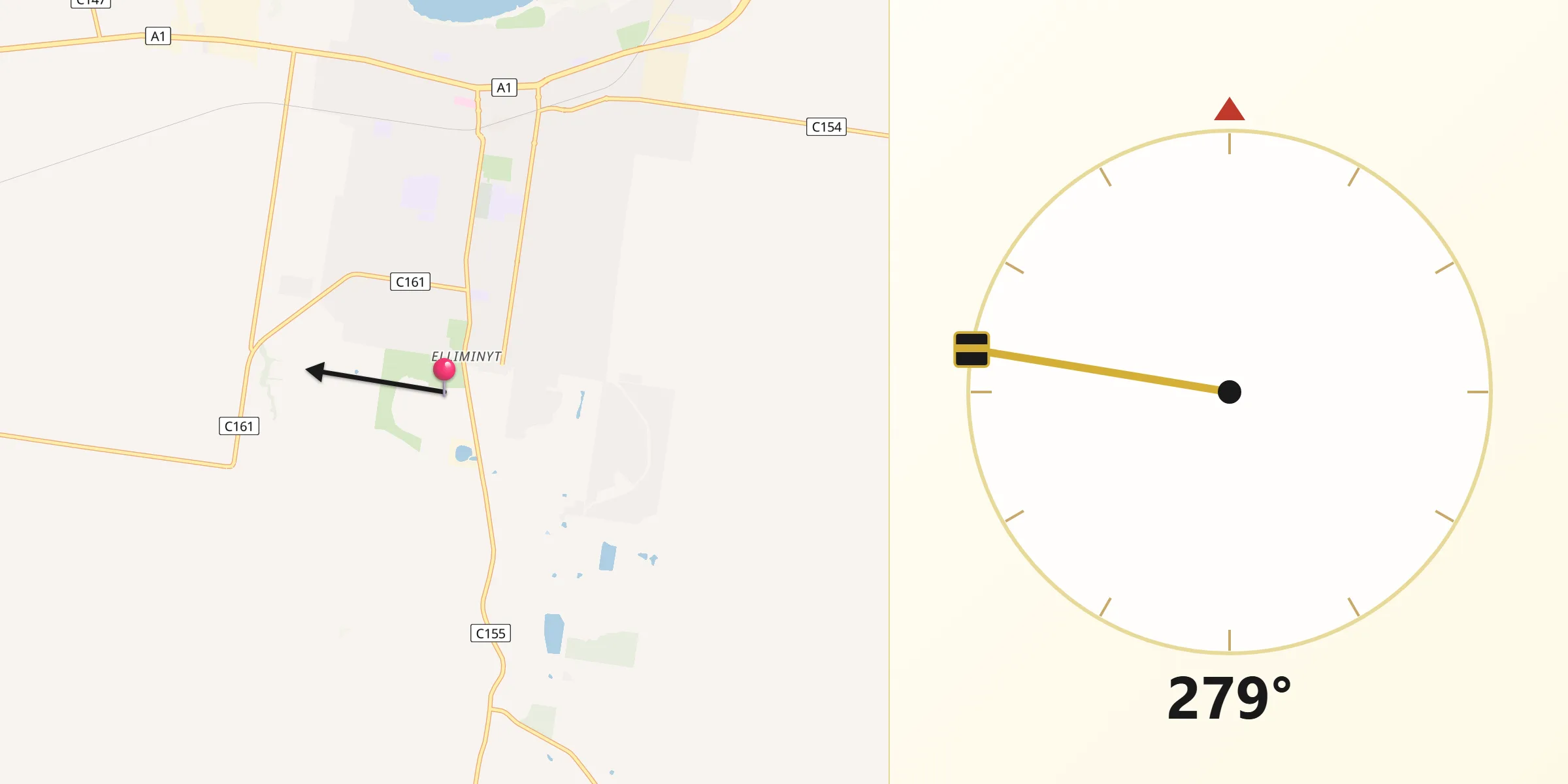 Qibla Direction from Elliminyt