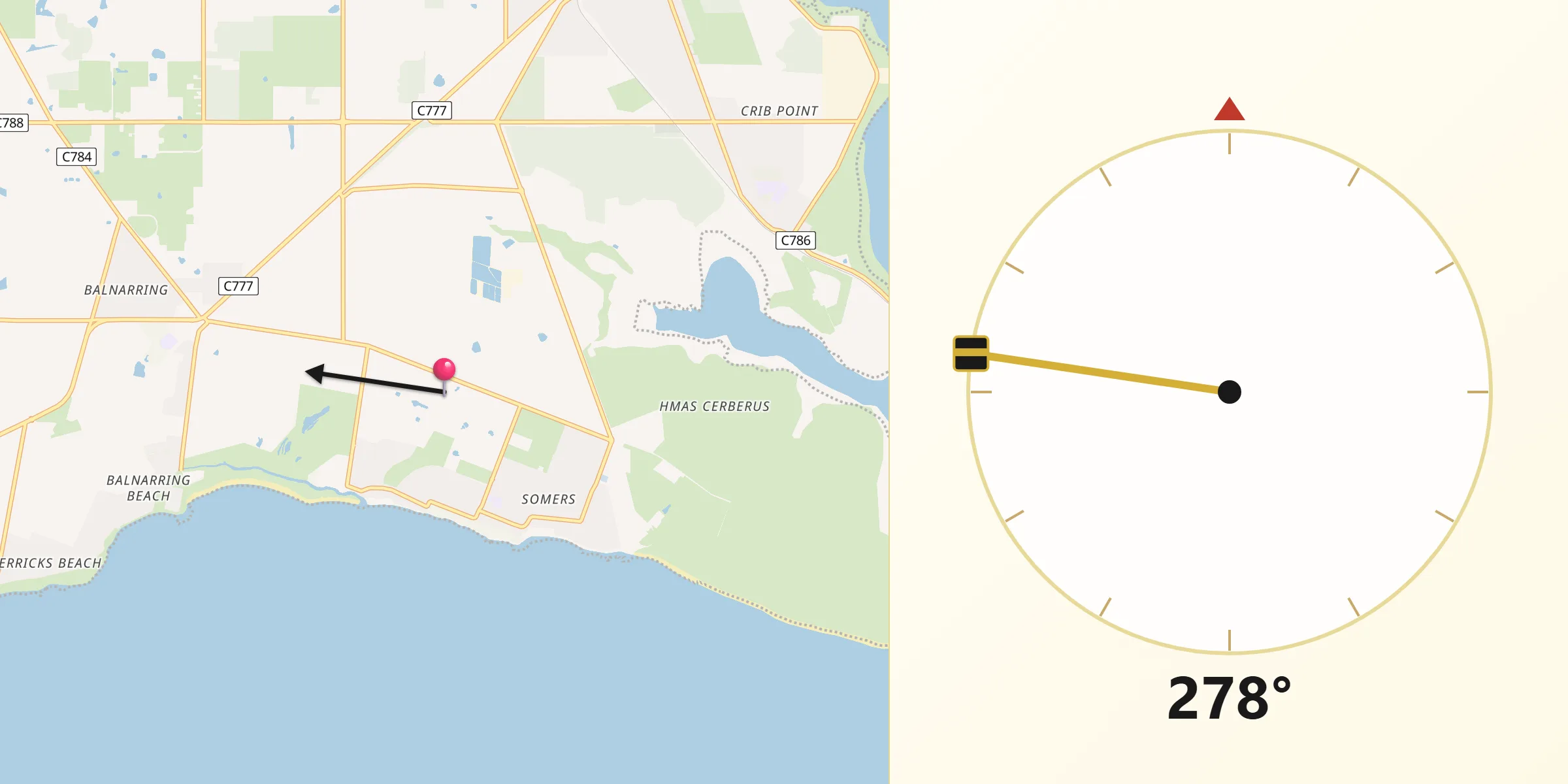 Qibla Direction from Somers