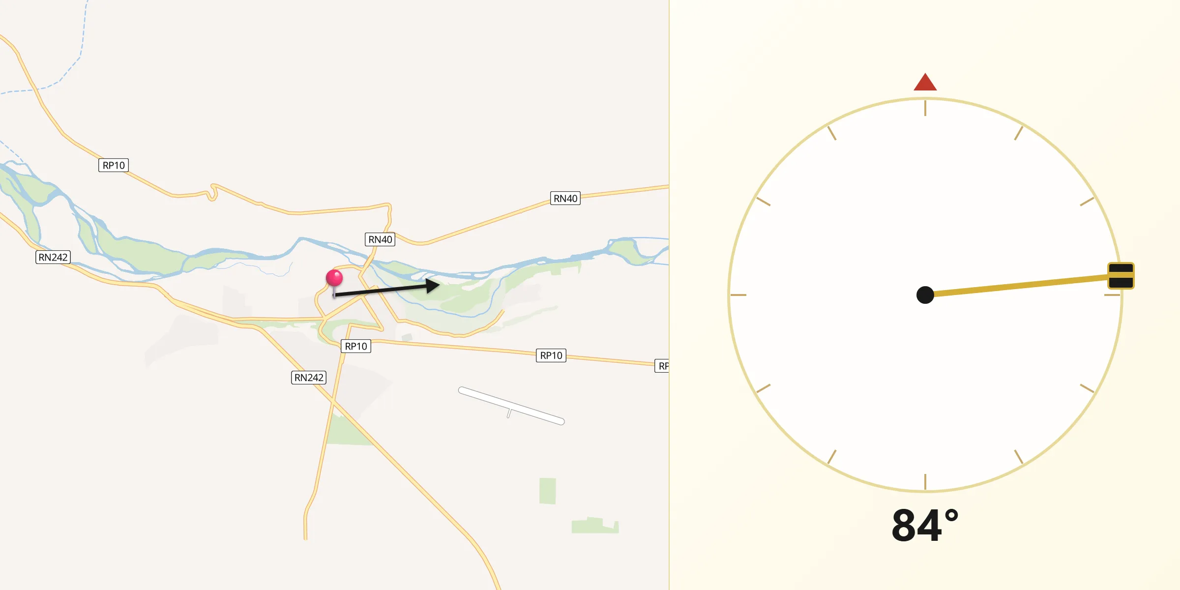 Dirección de la Qibla desde Las Lajas
