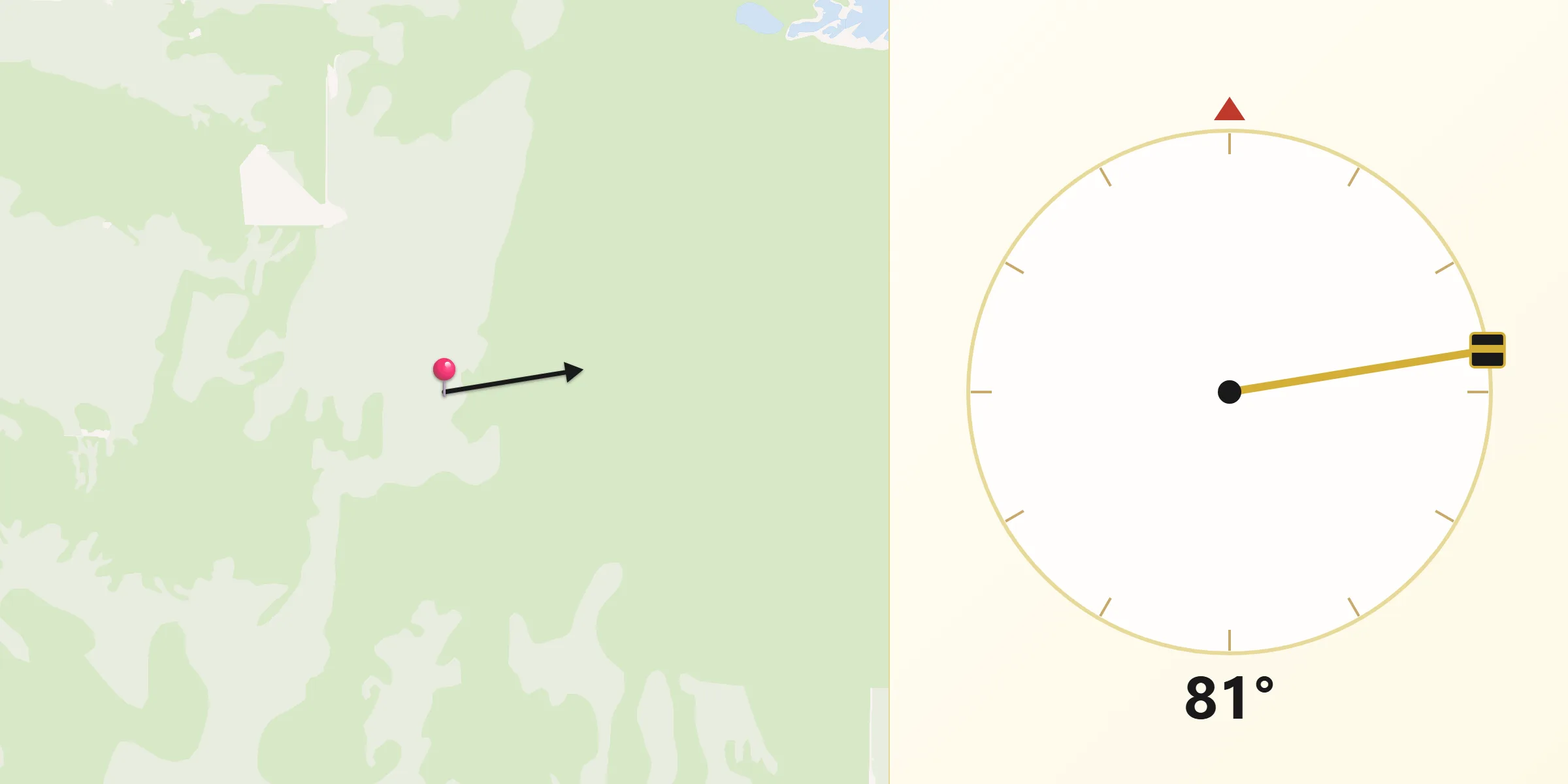 Dirección de la Qibla desde Departamento de Caleu-Caleu