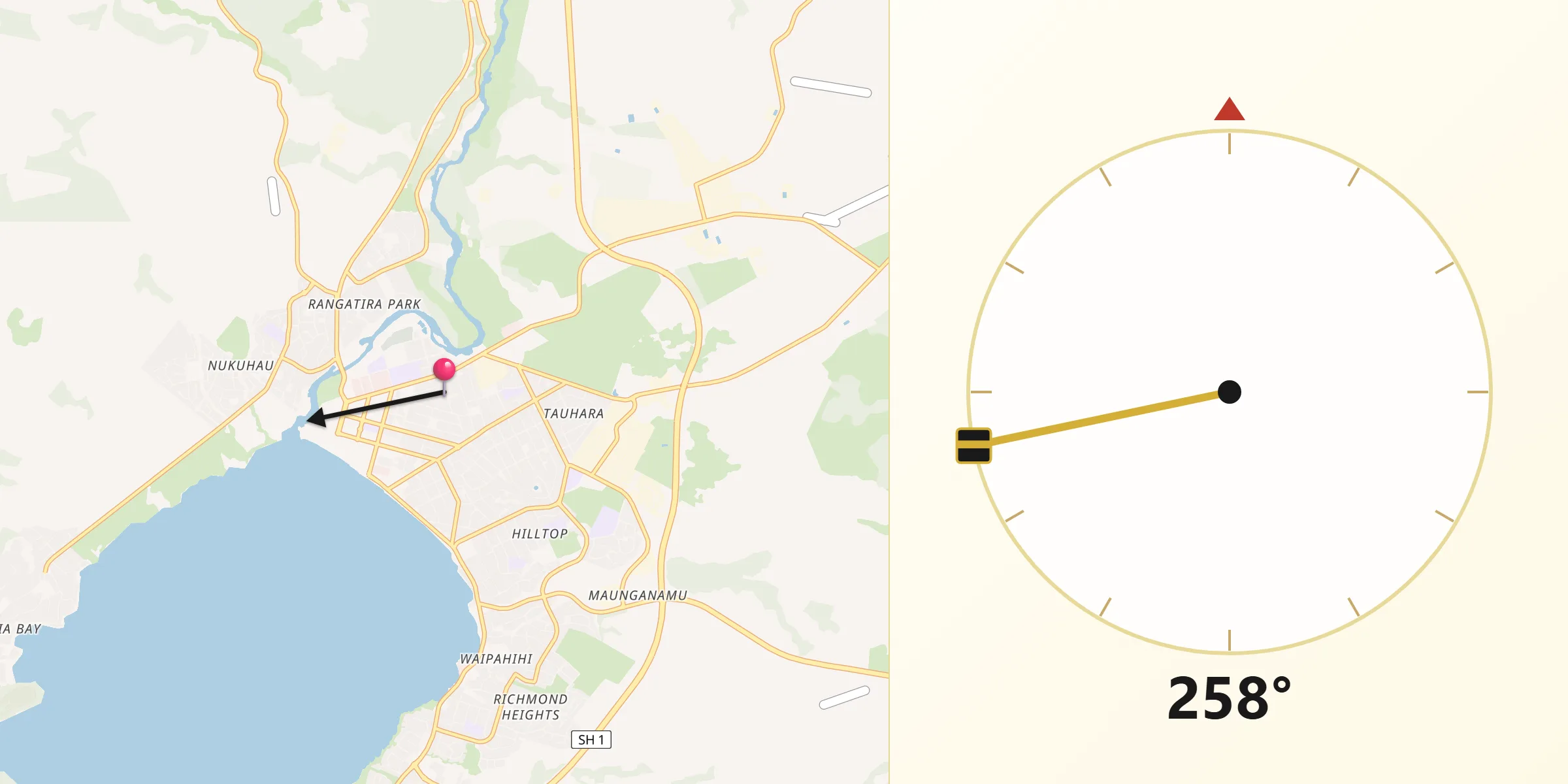 Qibla Direction from Taupo