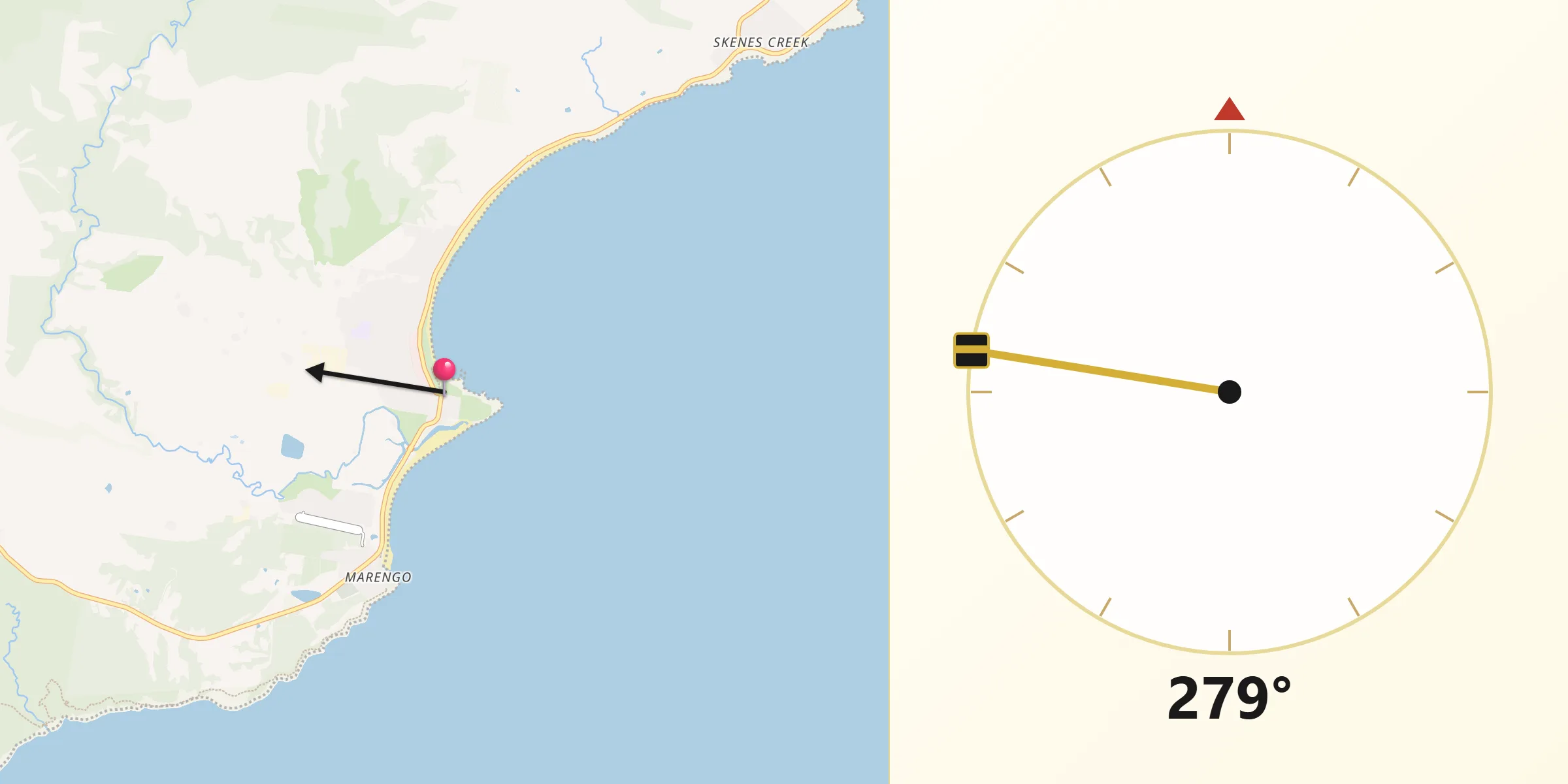 Qibla Direction from Apollo Bay