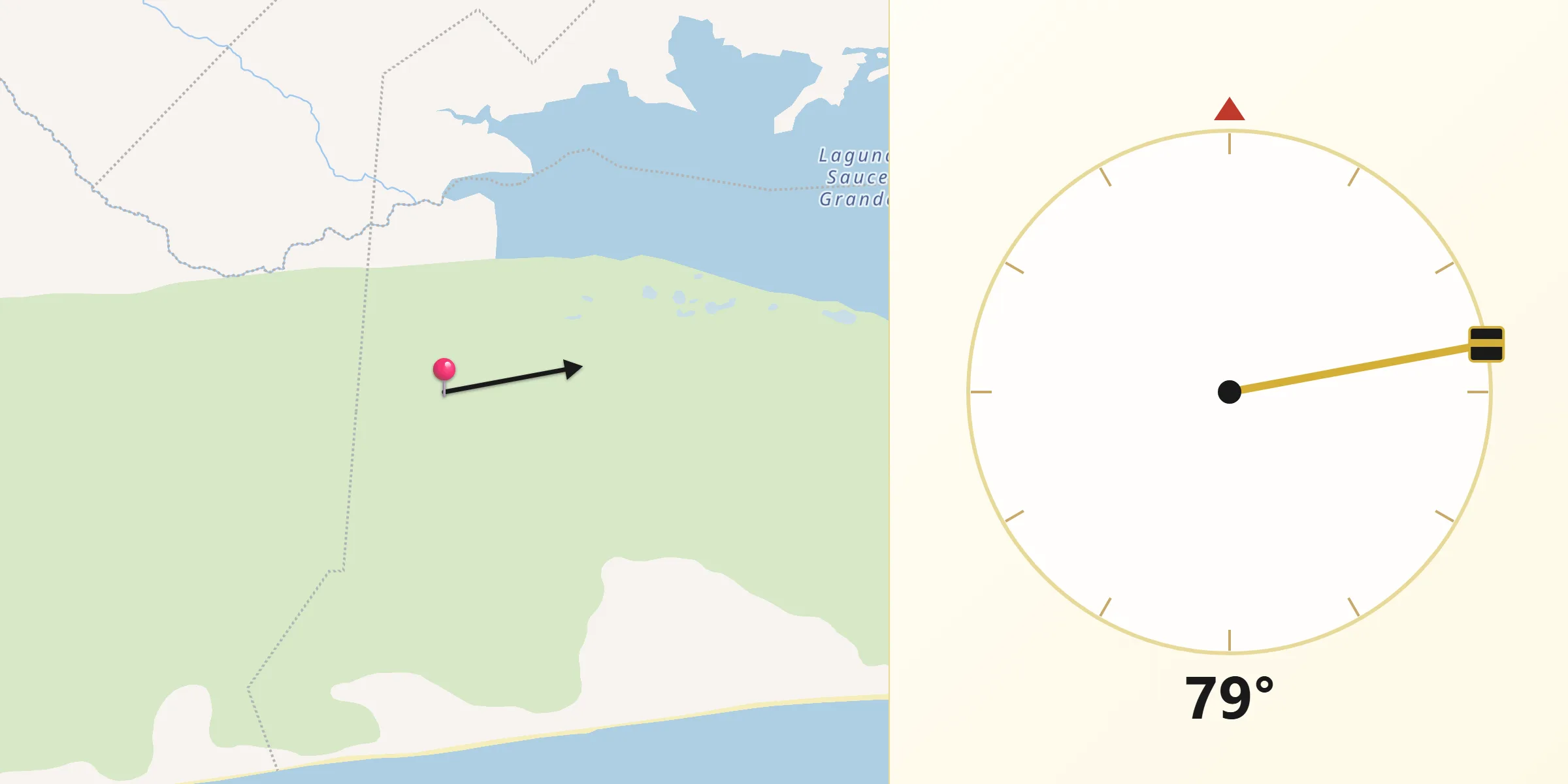 Dirección de la Qibla desde Monte Hermoso
