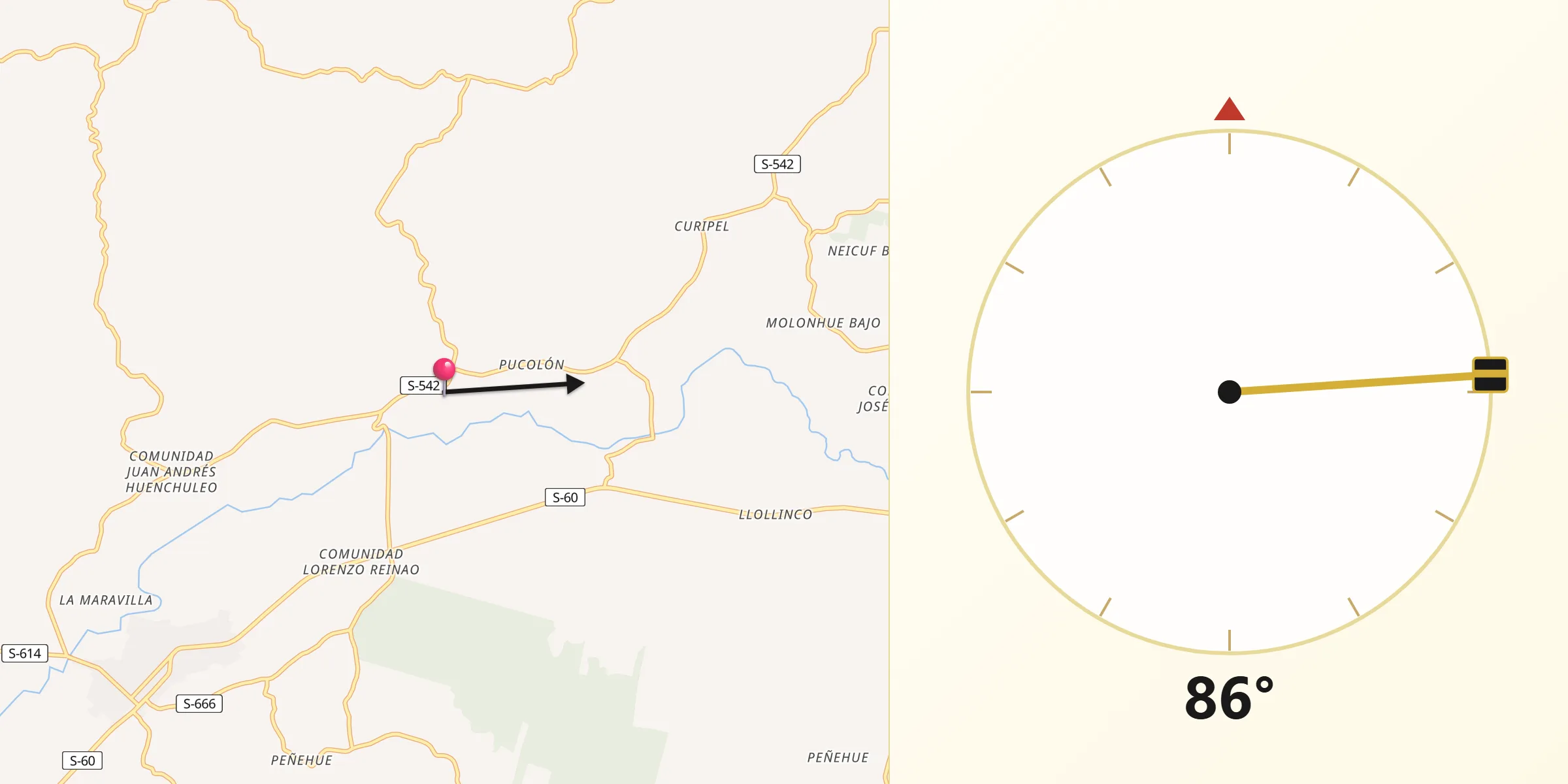 Dirección de la Qibla desde Teodoro Schmidt