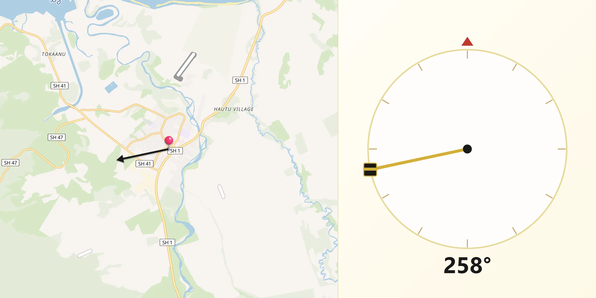Qibla Direction from Turangi