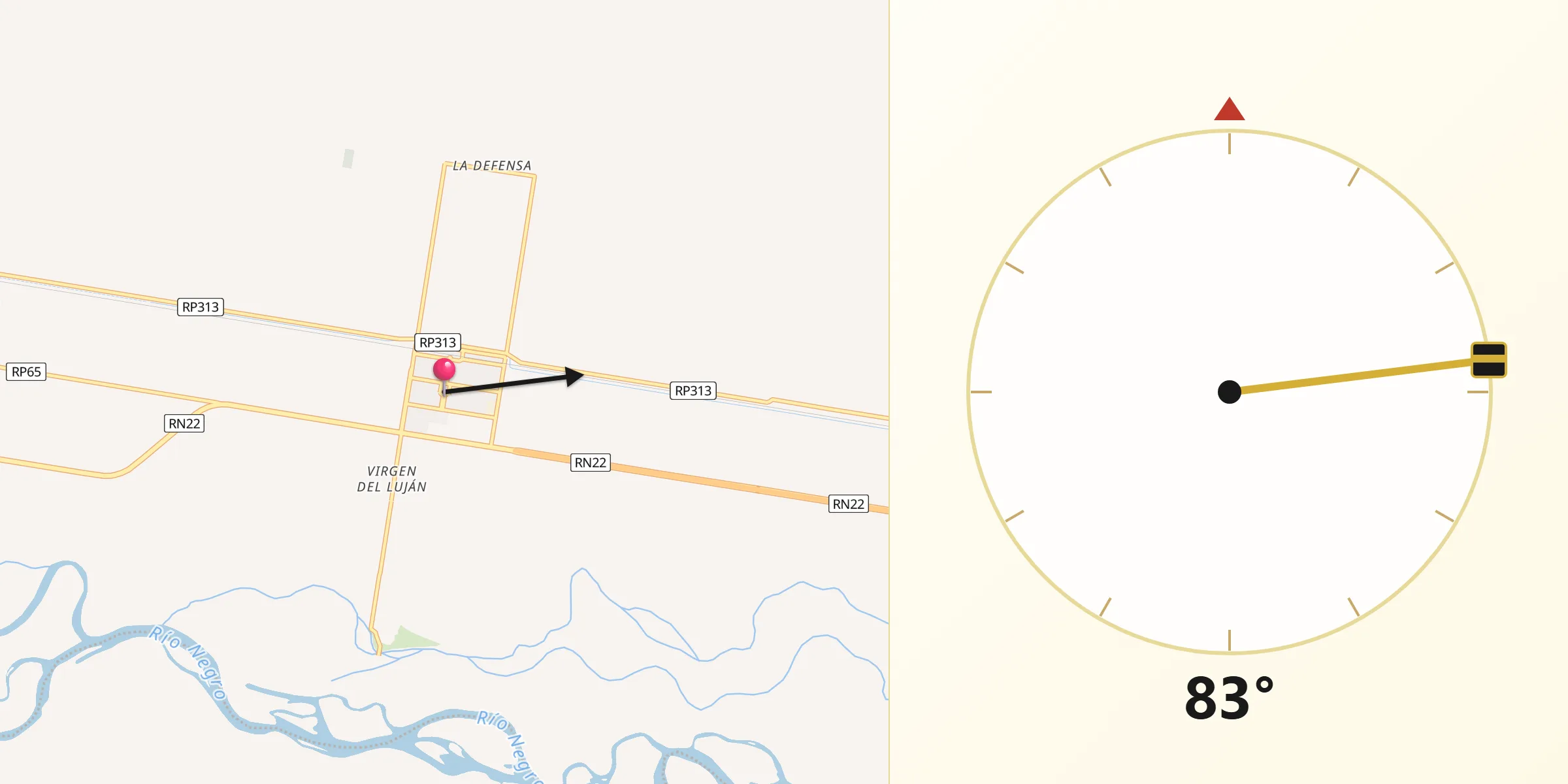 Dirección de la Qibla desde Cervantes