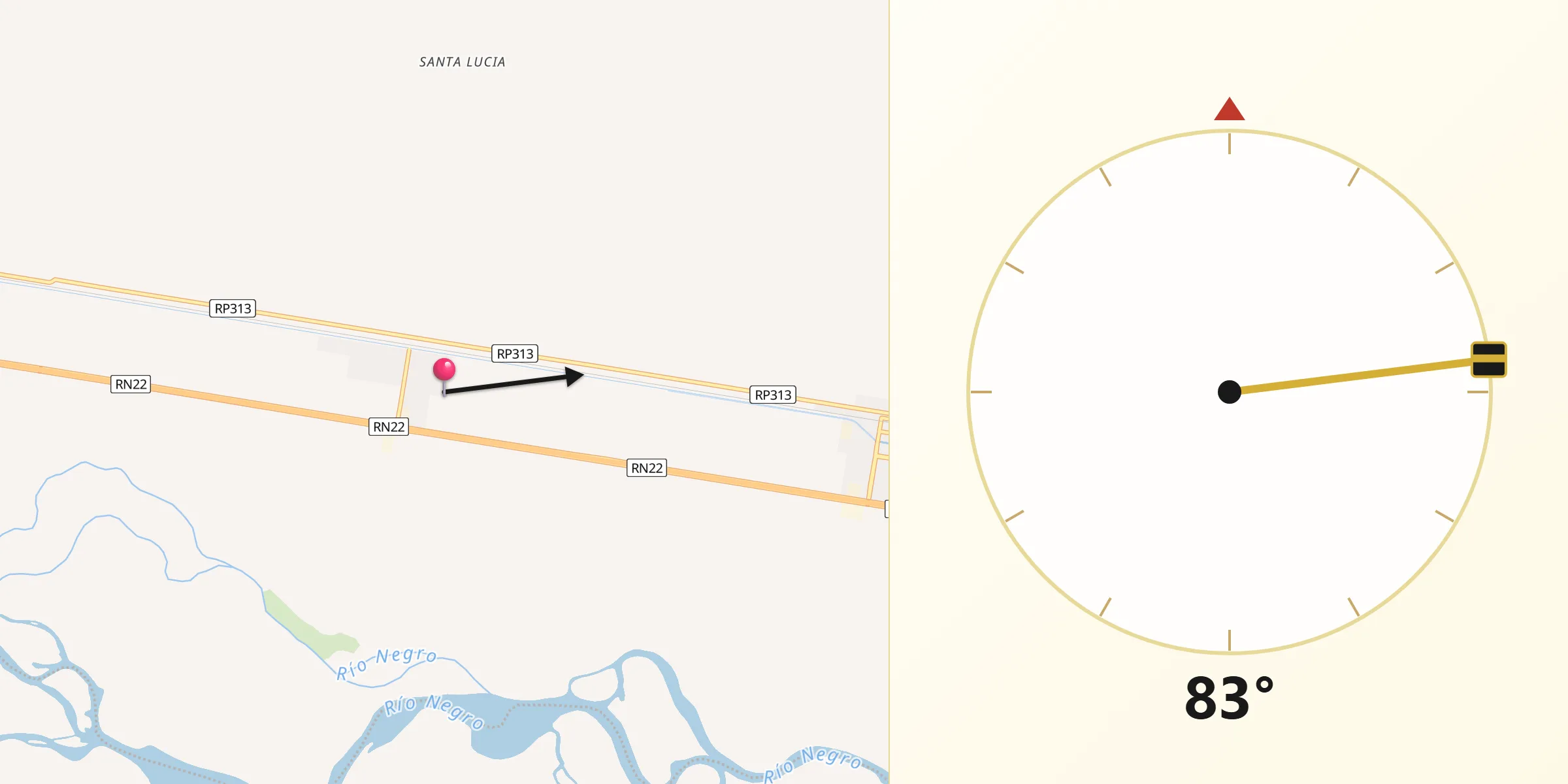 Dirección de la Qibla desde Mainque