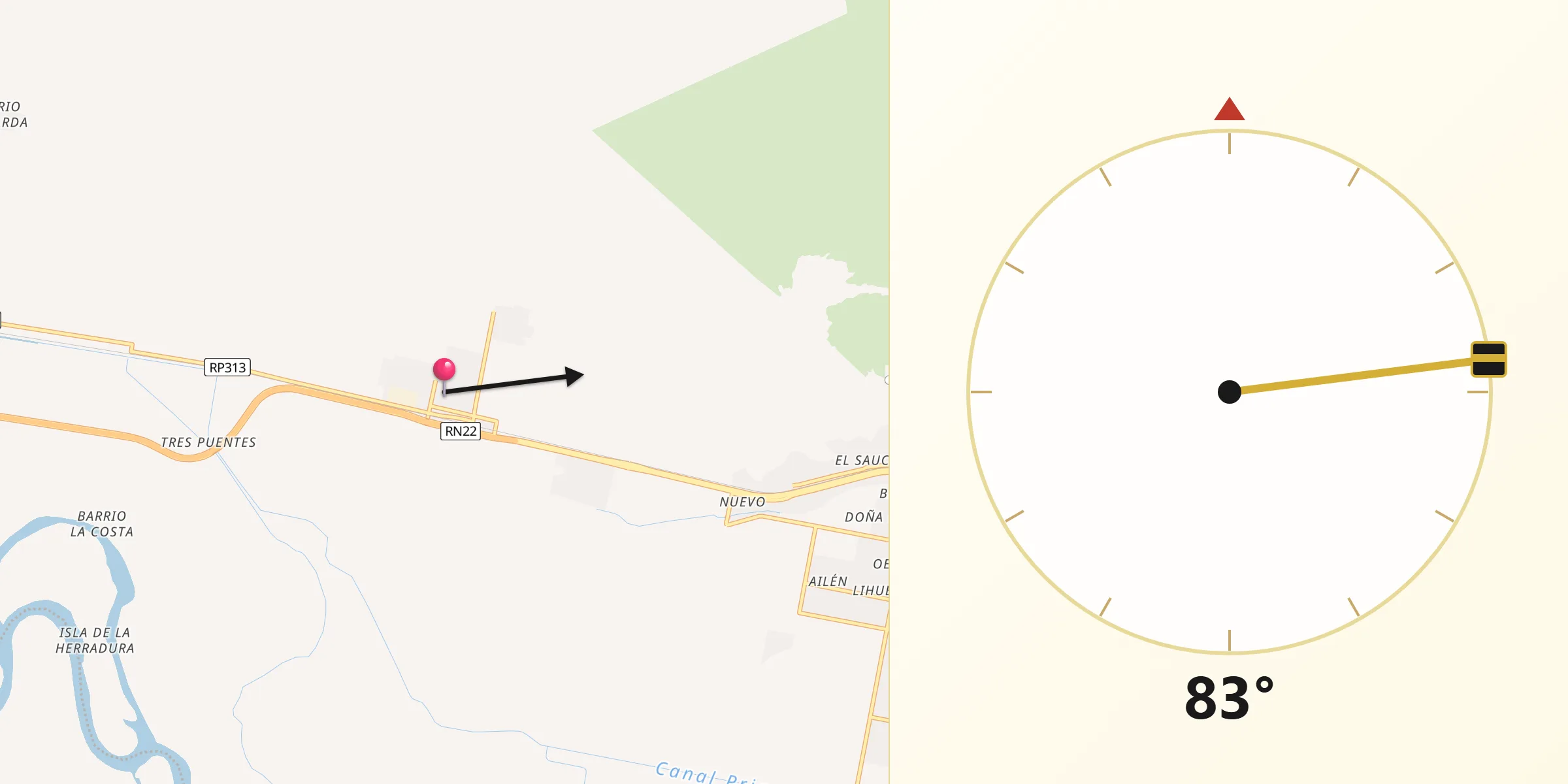 Dirección de la Qibla desde General Enrique Godoy