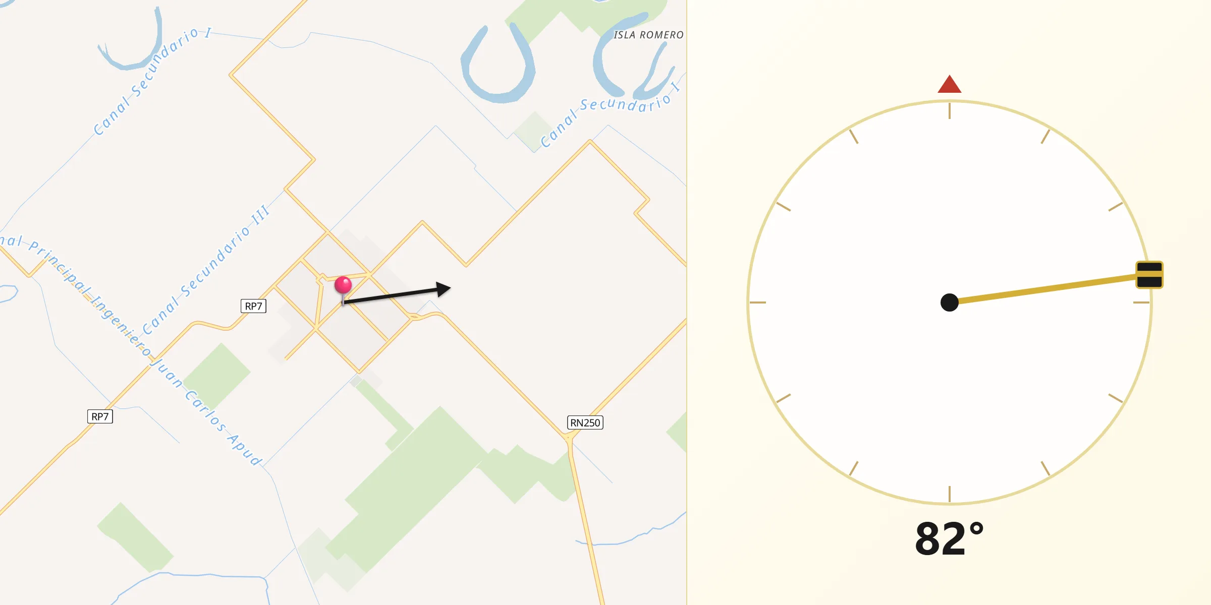 Dirección de la Qibla desde Fray Luis Beltrán
