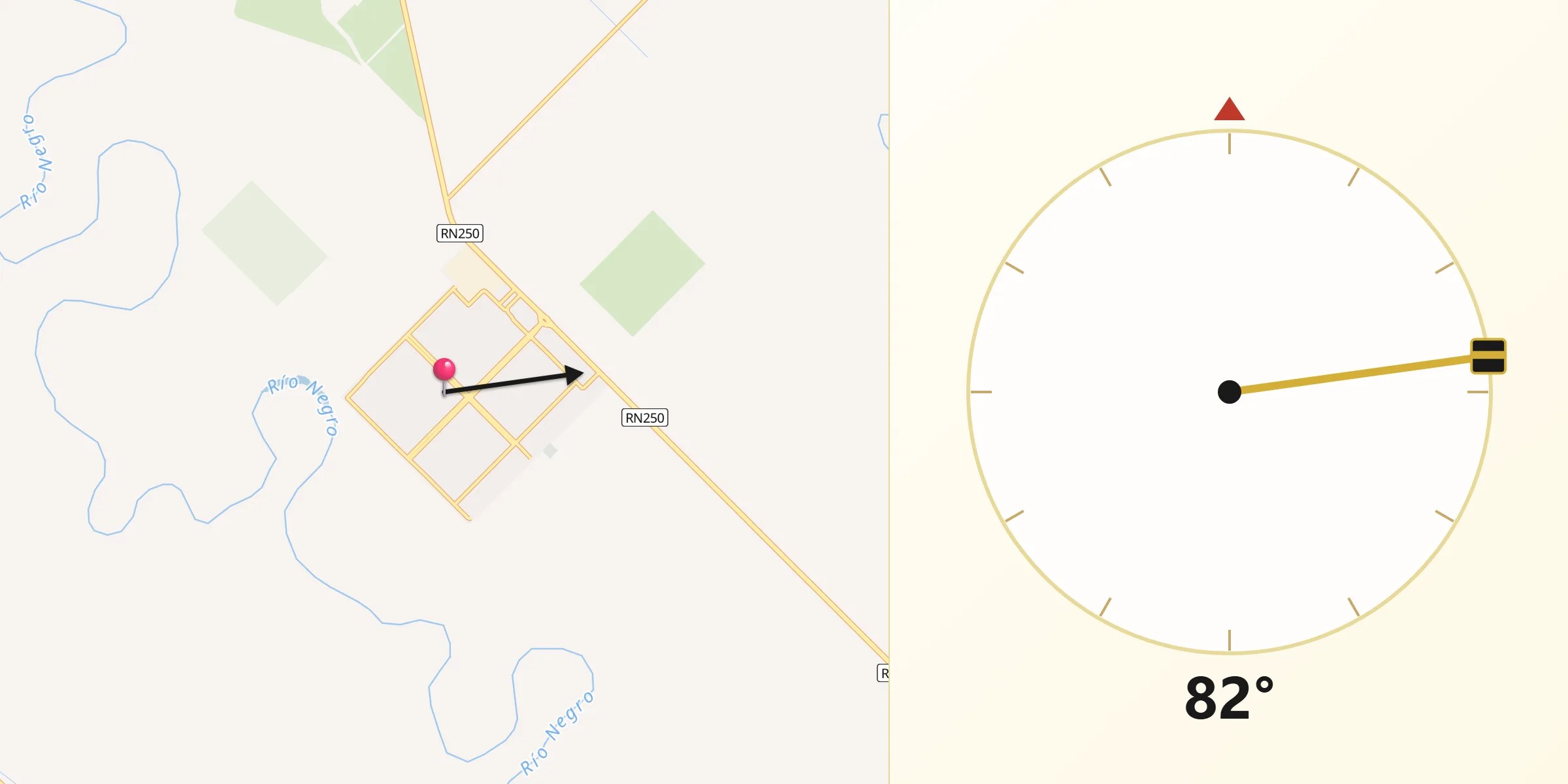 Dirección de la Qibla desde Lamarque